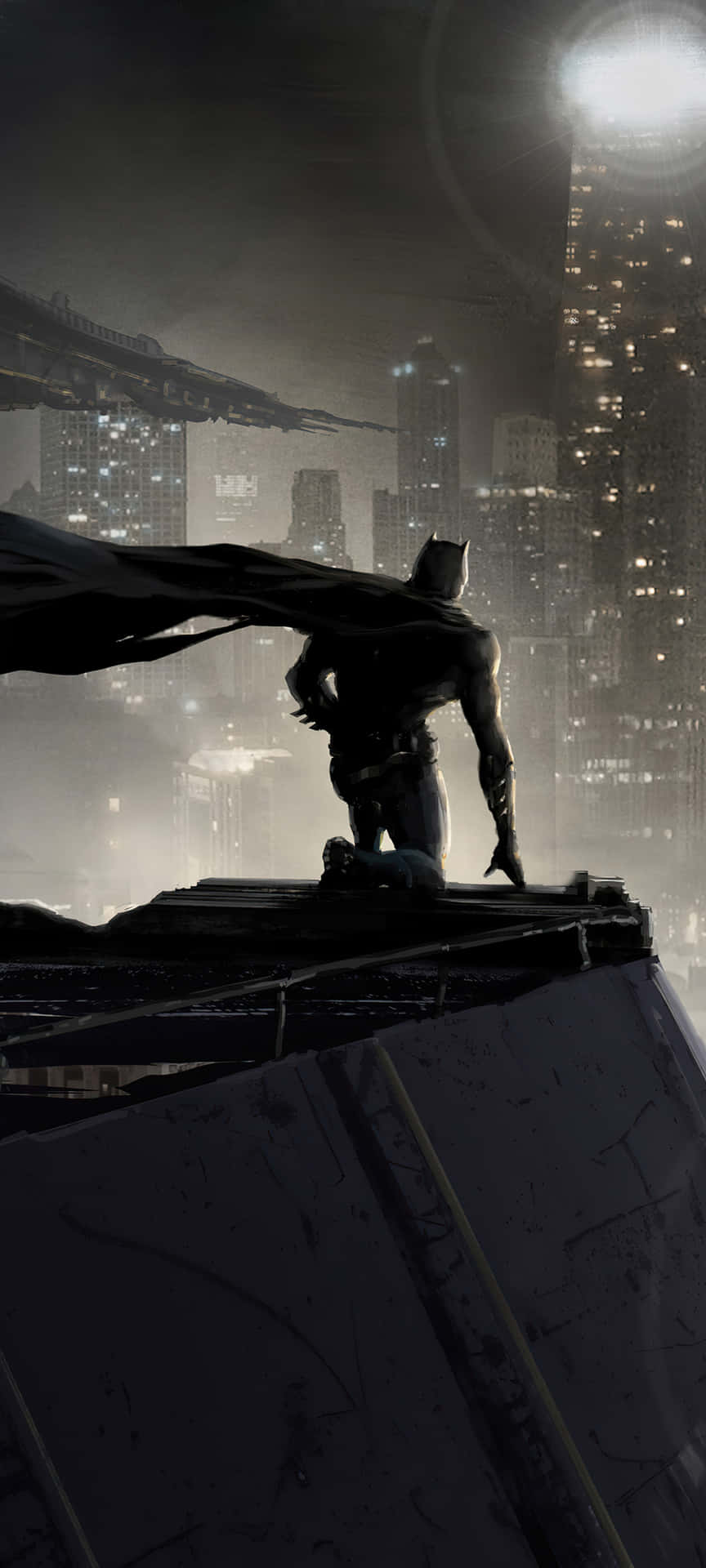 Skybillede af Batman City oplyst af stjernerne Wallpaper
