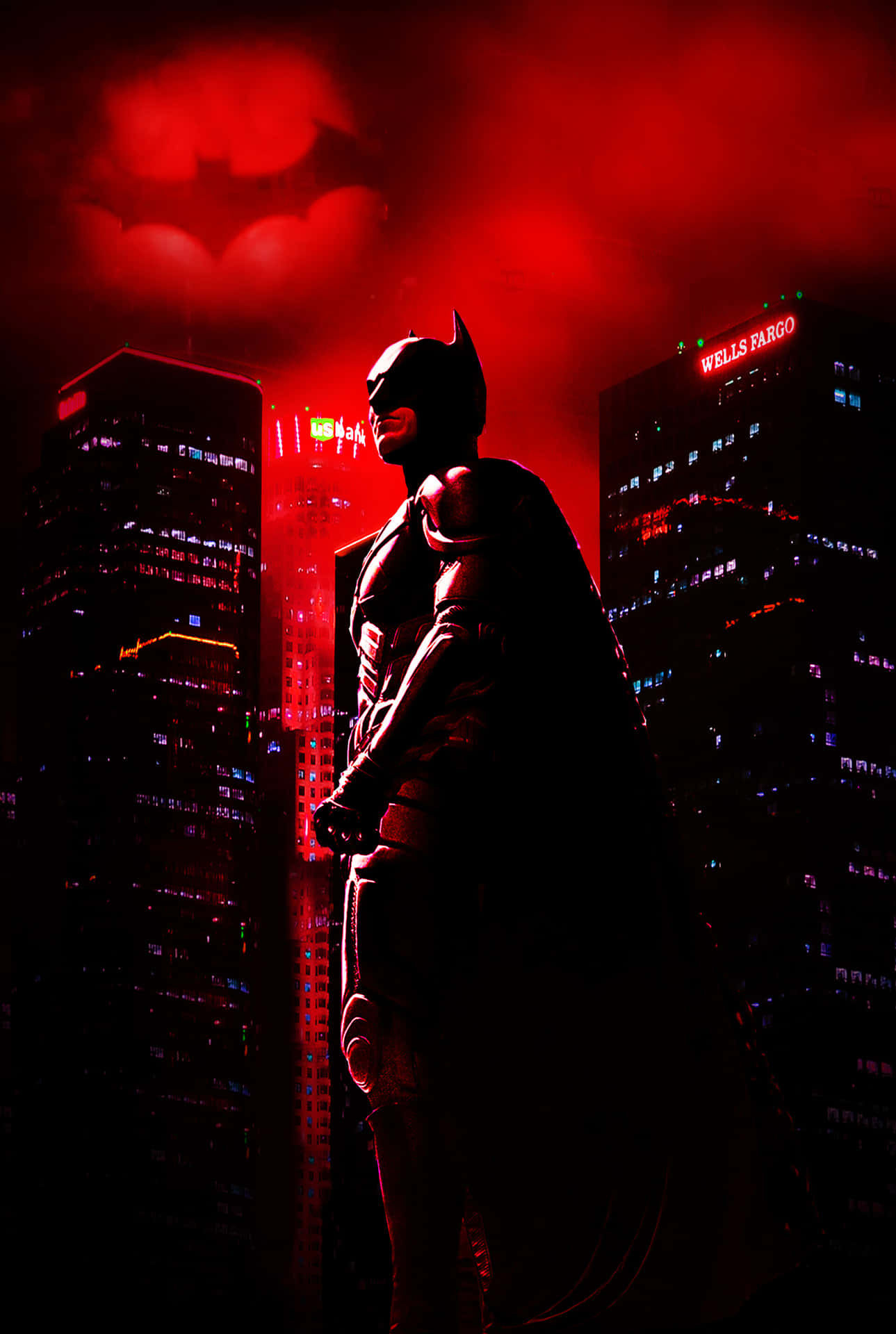 Denlivliga Stadssiluetten Av Batman City. Wallpaper