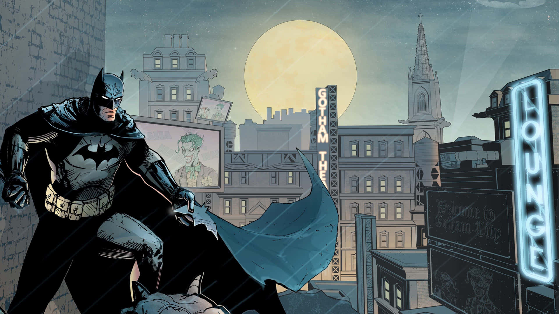 Den ikoniske Gotham City Skyline Tapet. Wallpaper
