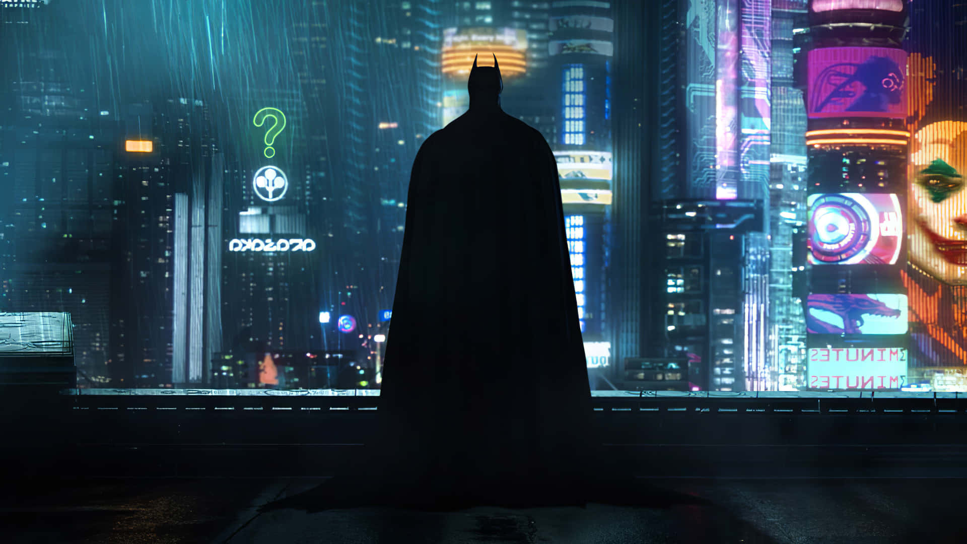 Overlooking the Dark City That Is Batman City Wallpaper