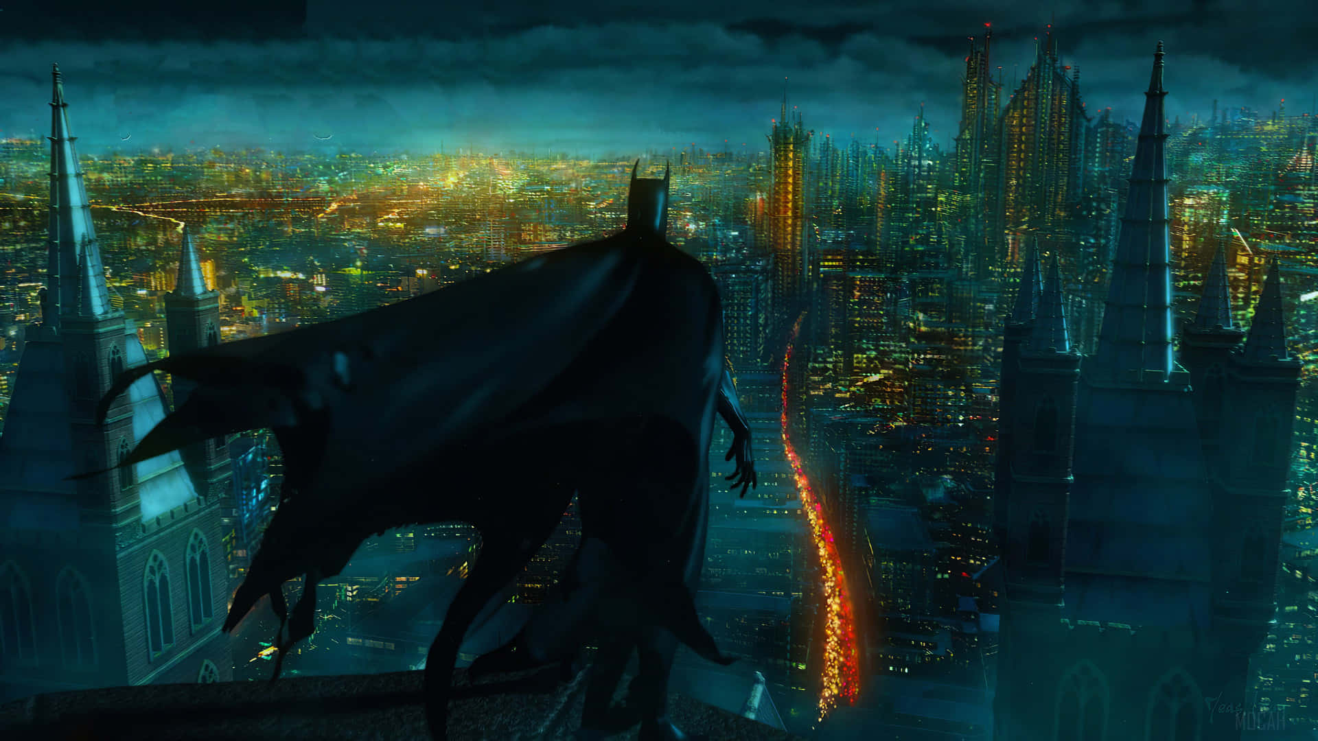 Explore the bustling metropolis of Batman City! Wallpaper
