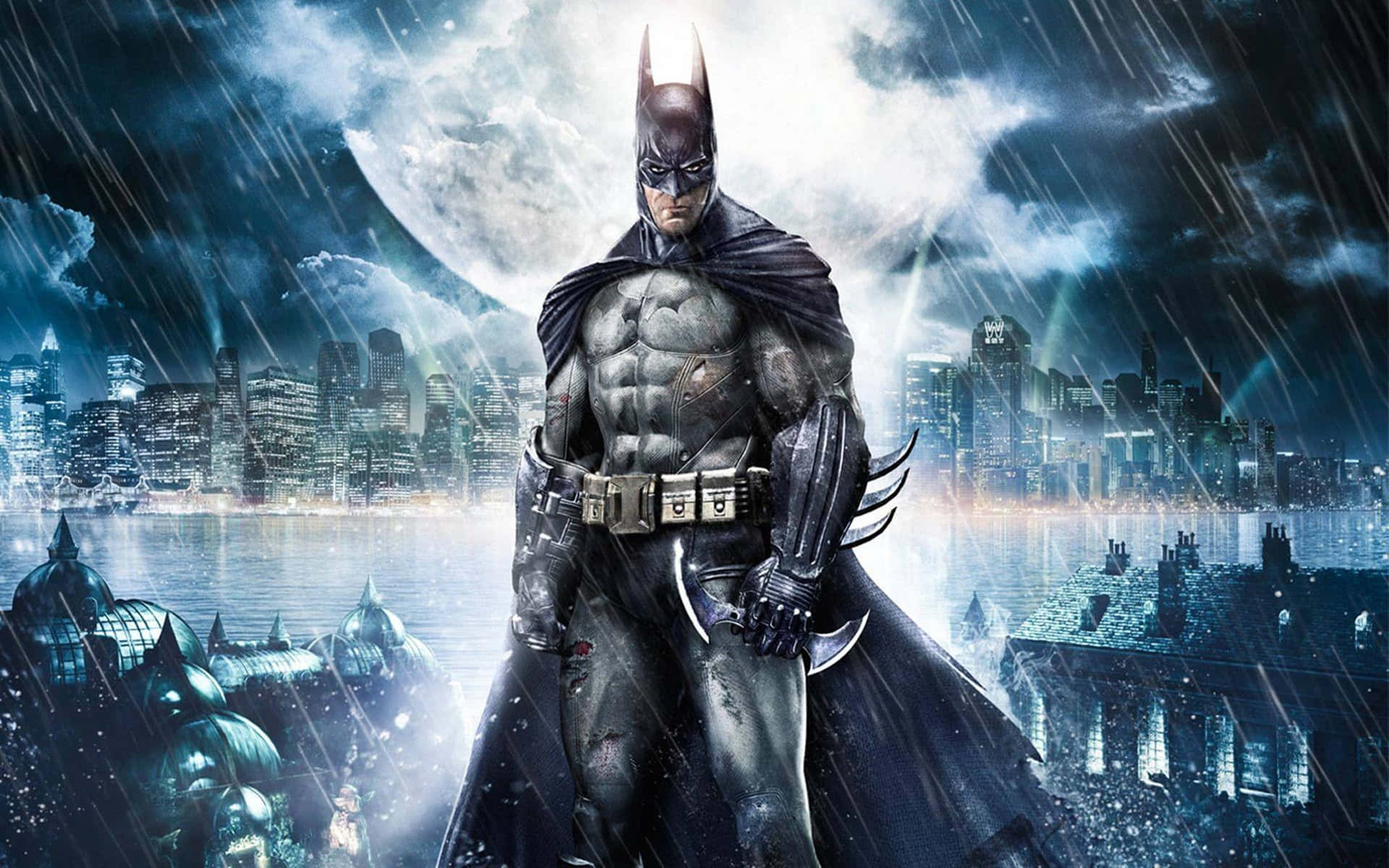 Elcaballero Oscuro Se Alza Sobre La Ciudad De Batman Fondo de pantalla