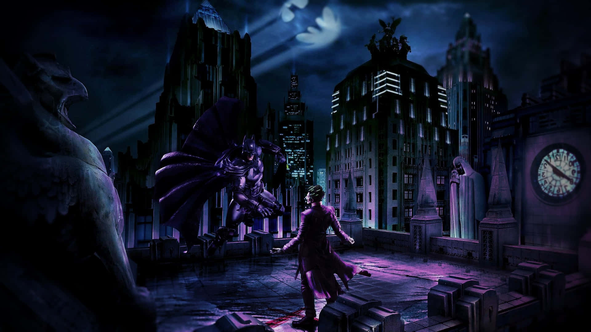 The Dark Knight of Gotham City – Batman with Joker Wallpaper