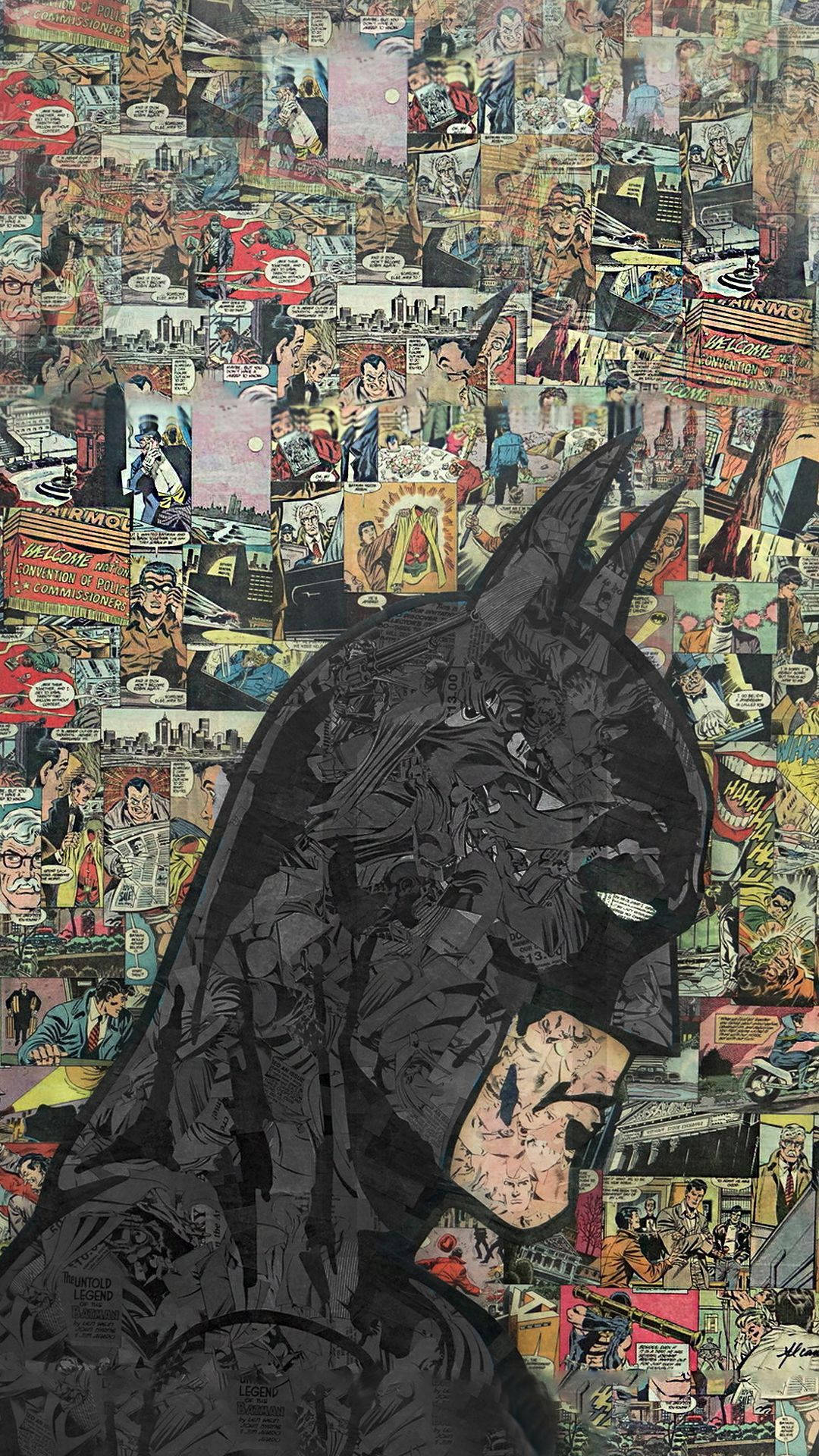 Collagedi Fumetti Di Batman Per Iphone X Sfondo