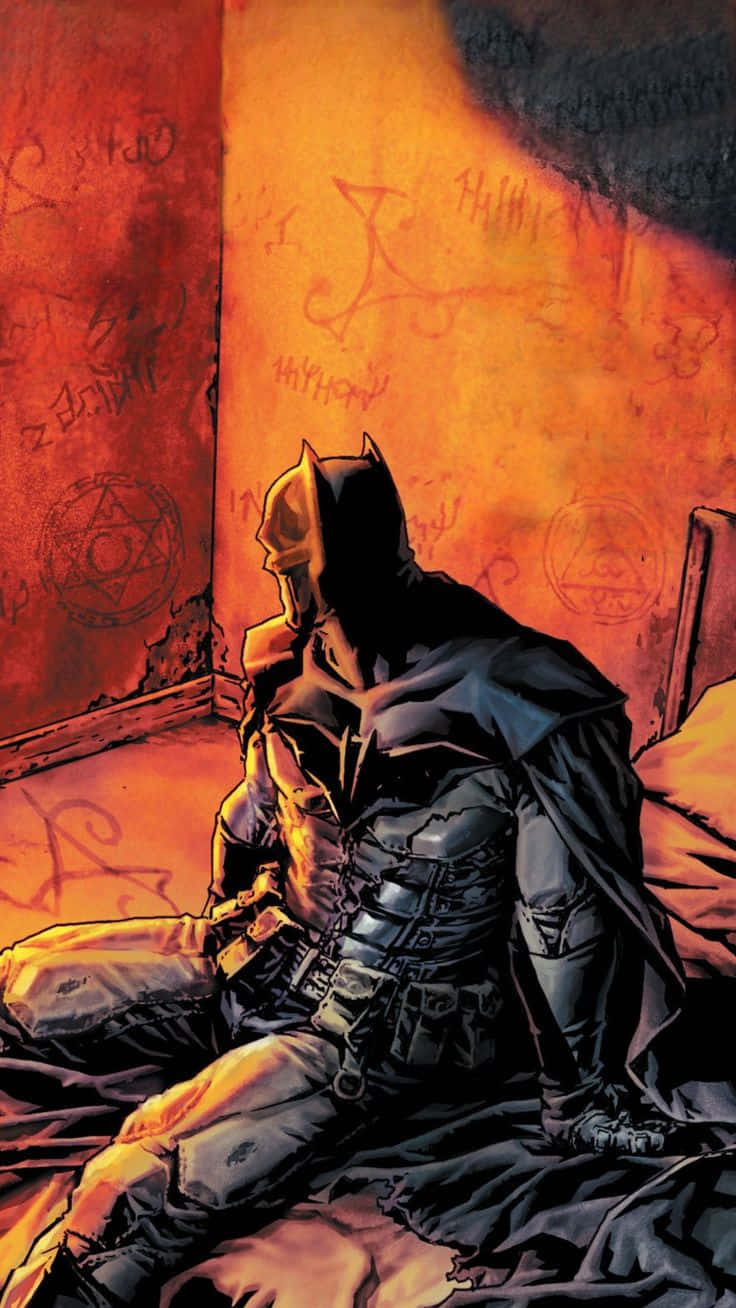 Batman Damned Brooding In Schaduw Achtergrond