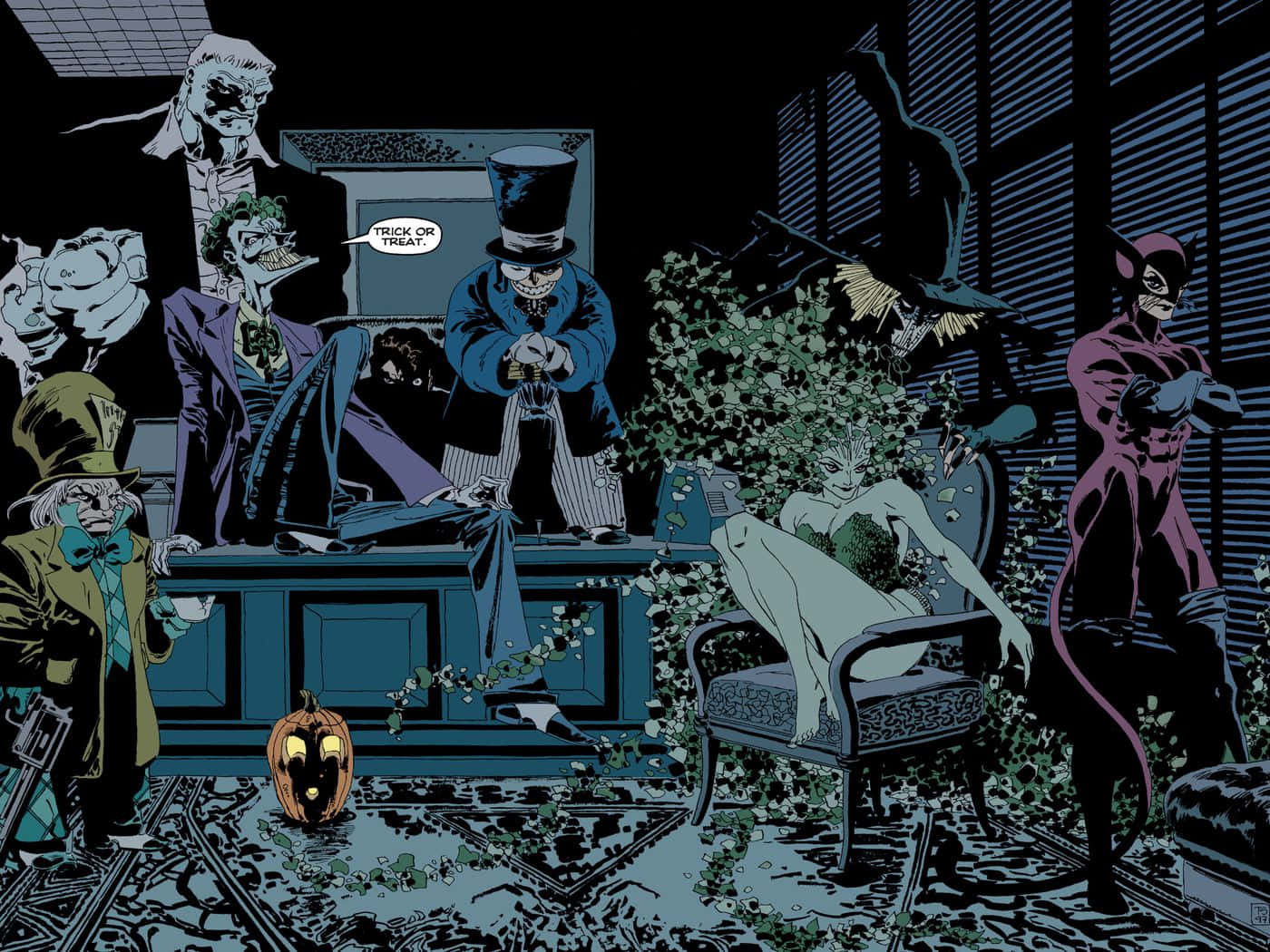 Batman overlooking the city on a dark night Wallpaper