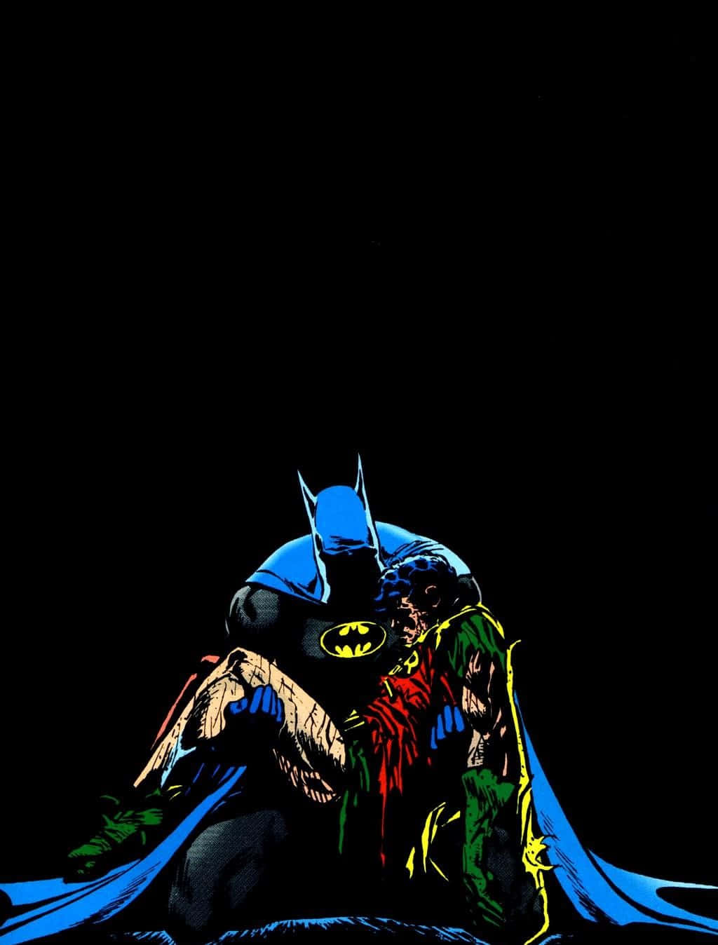 Caption: Batman mourning the loss of Robin in Death in the Family comic series Wallpaper