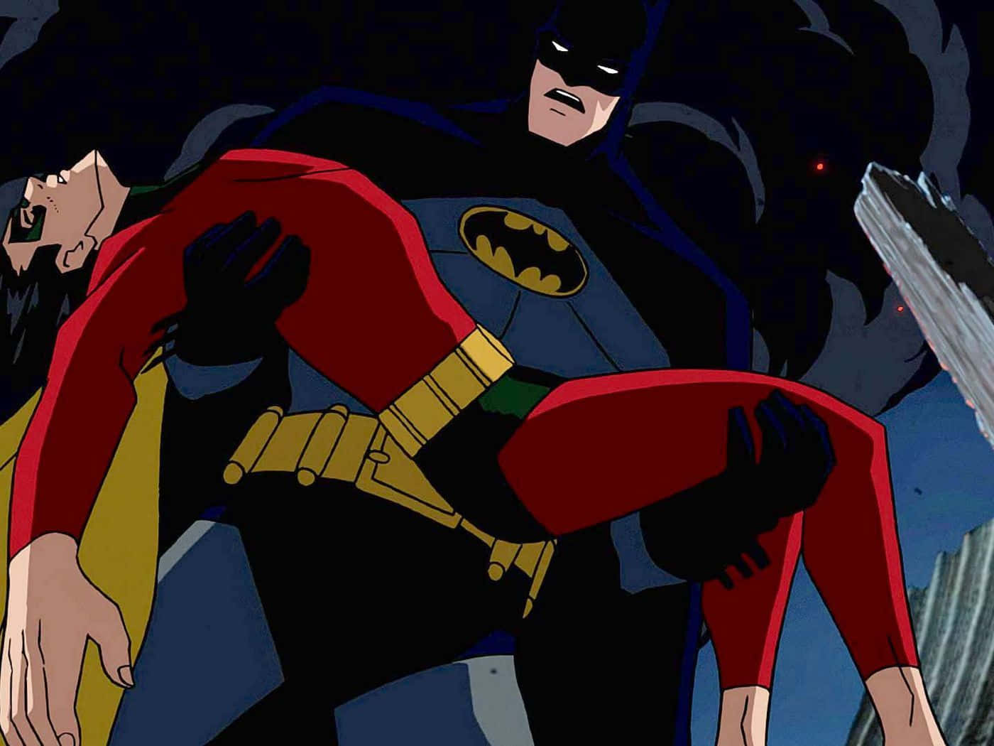 Batman and Robin in a pivotal moment from "Death in the Family" Wallpaper