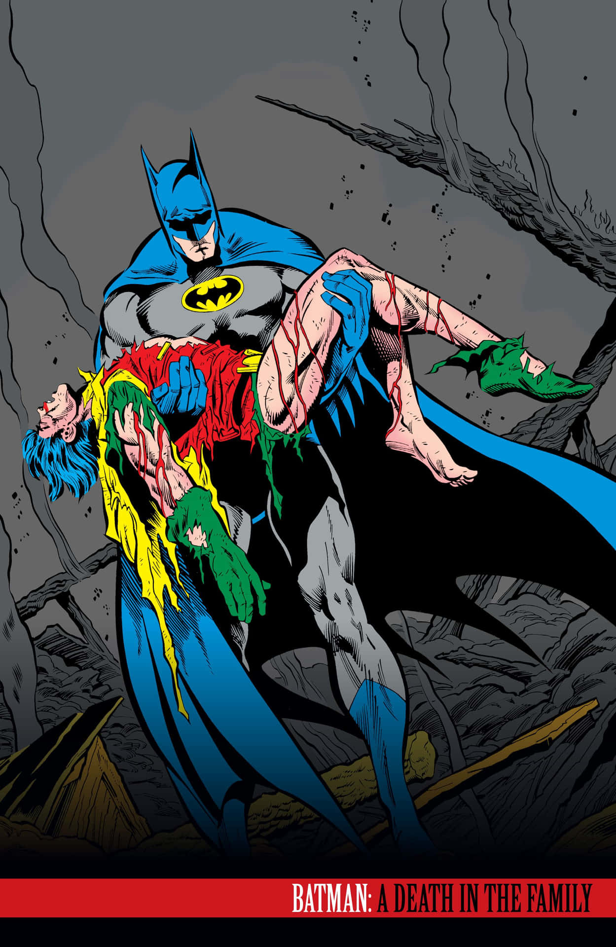 Batman mourning the loss of Robin in 'Batman: A Death in the Family' Wallpaper