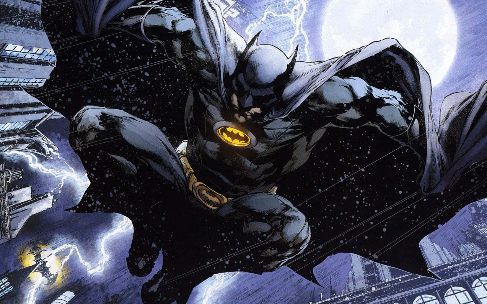 Batmanse Alza Vigilante Sobre El Cielo Nocturno. Fondo de pantalla