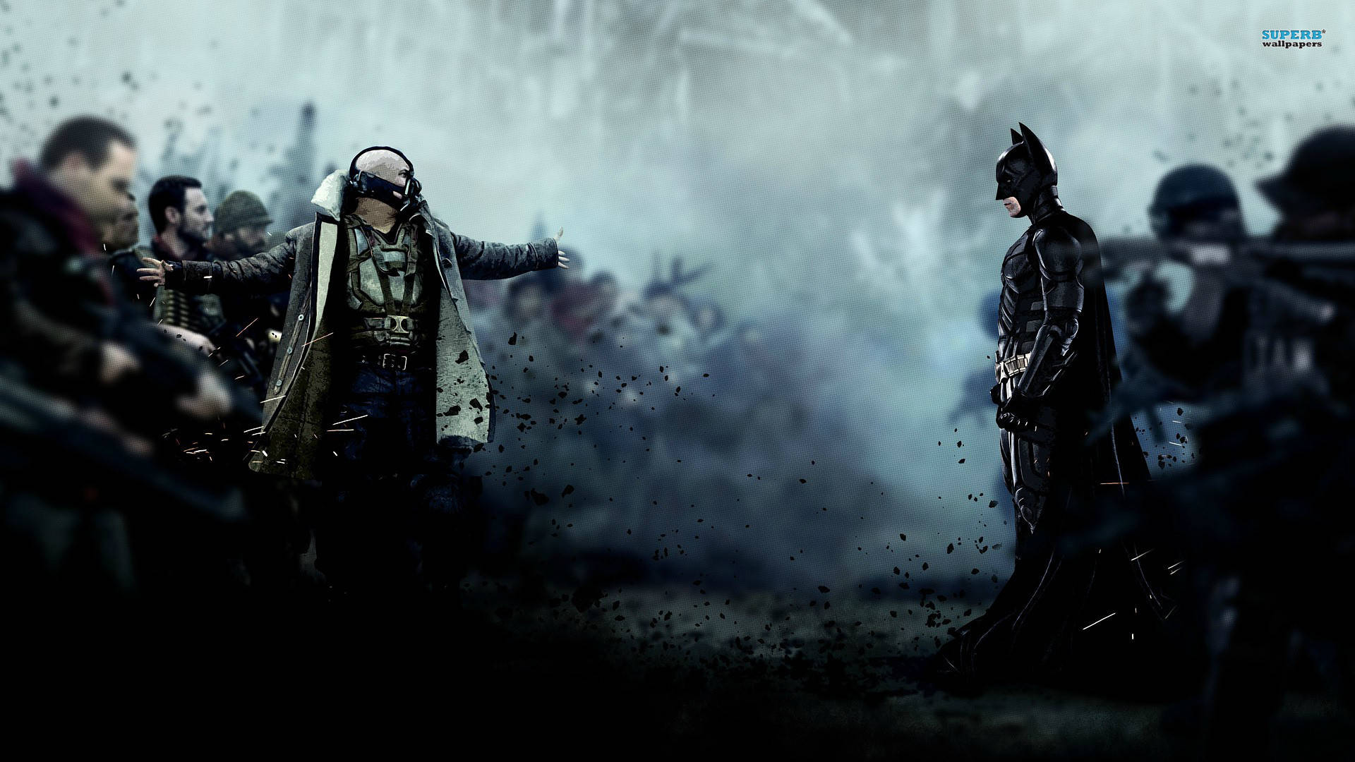 Batman Facing Dark Knight On A Dark Screen Wallpaper
