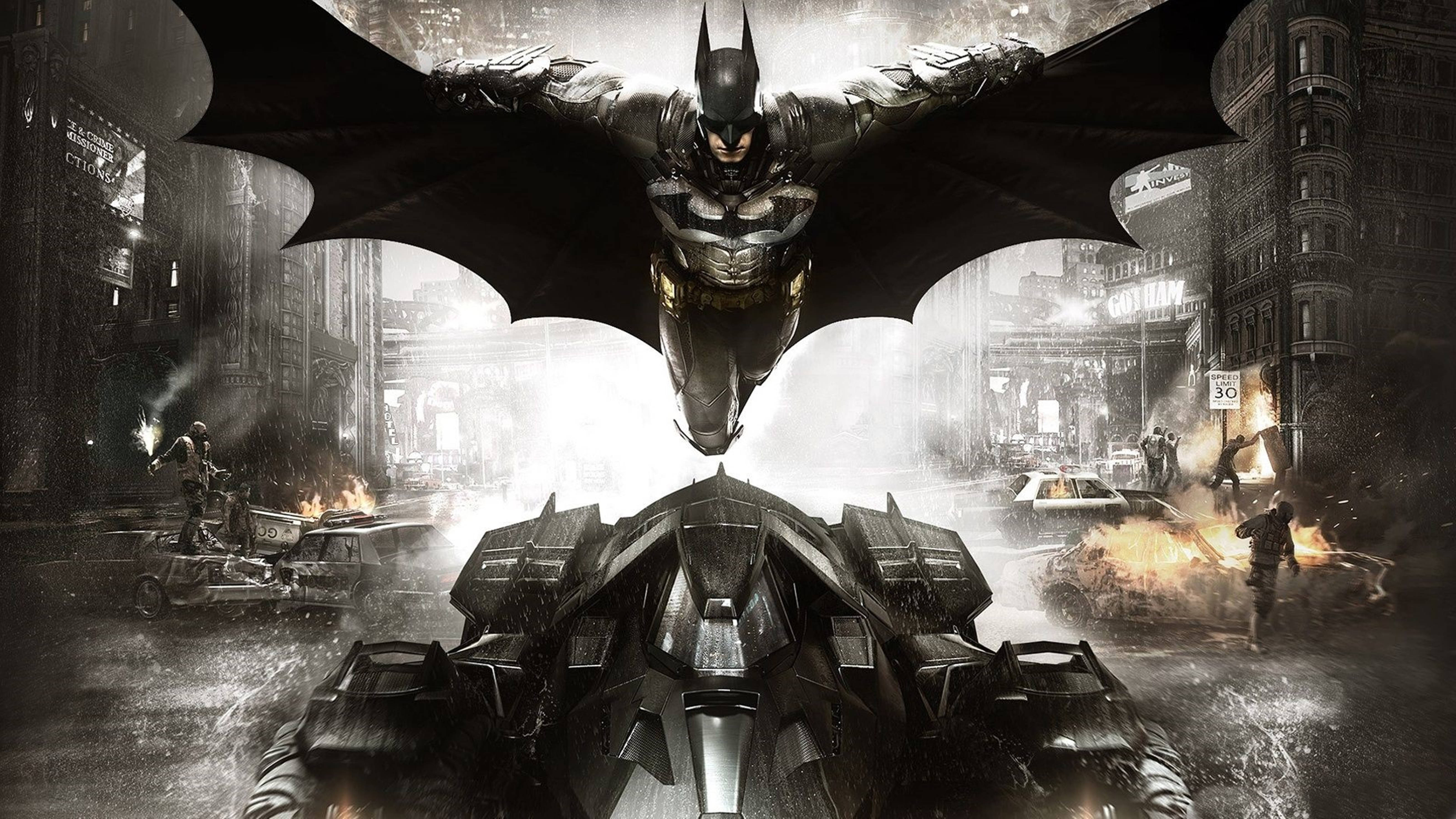 Batman Flying With Batmobile In Arkham City 4k Wallpaper