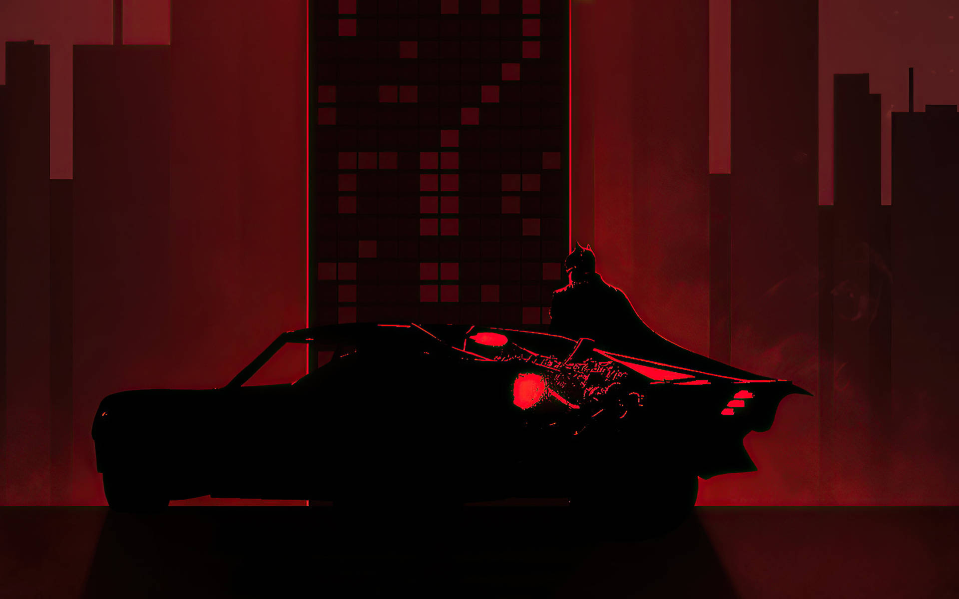 Batman i Batmobile Telefonkunst Wallpaper