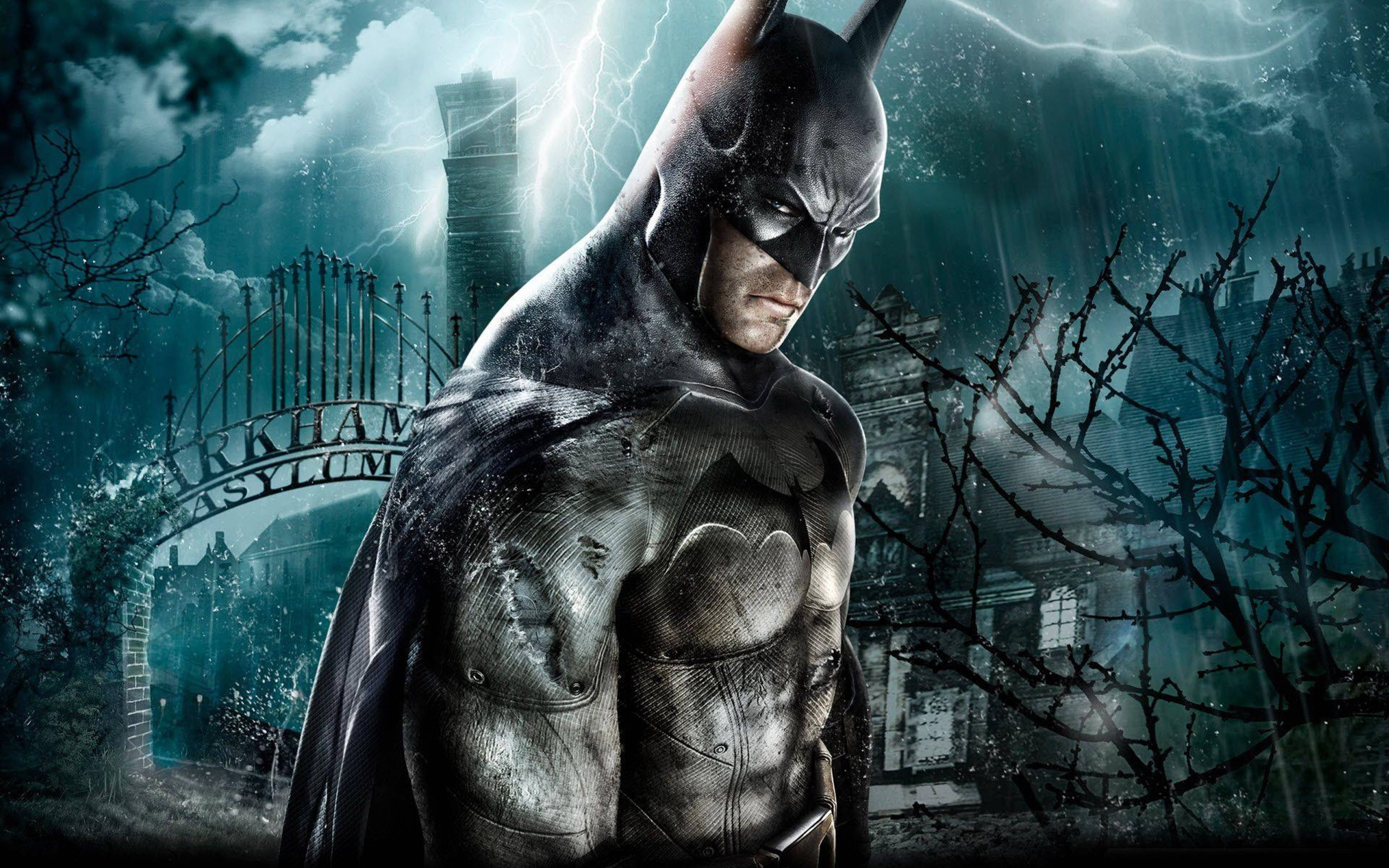 Batman In Scratched Suit Arkham City 4k Background