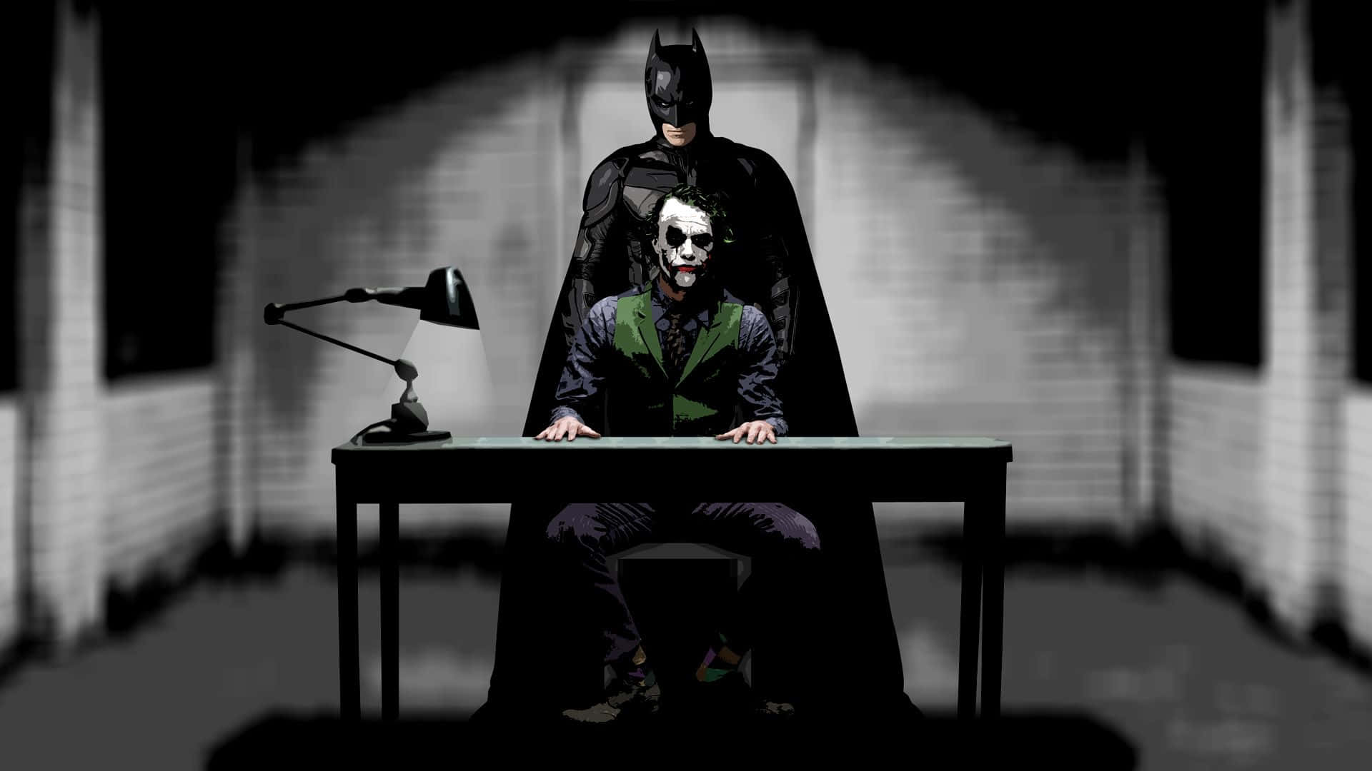 Batman Interrogates Joker Dark Room Wallpaper