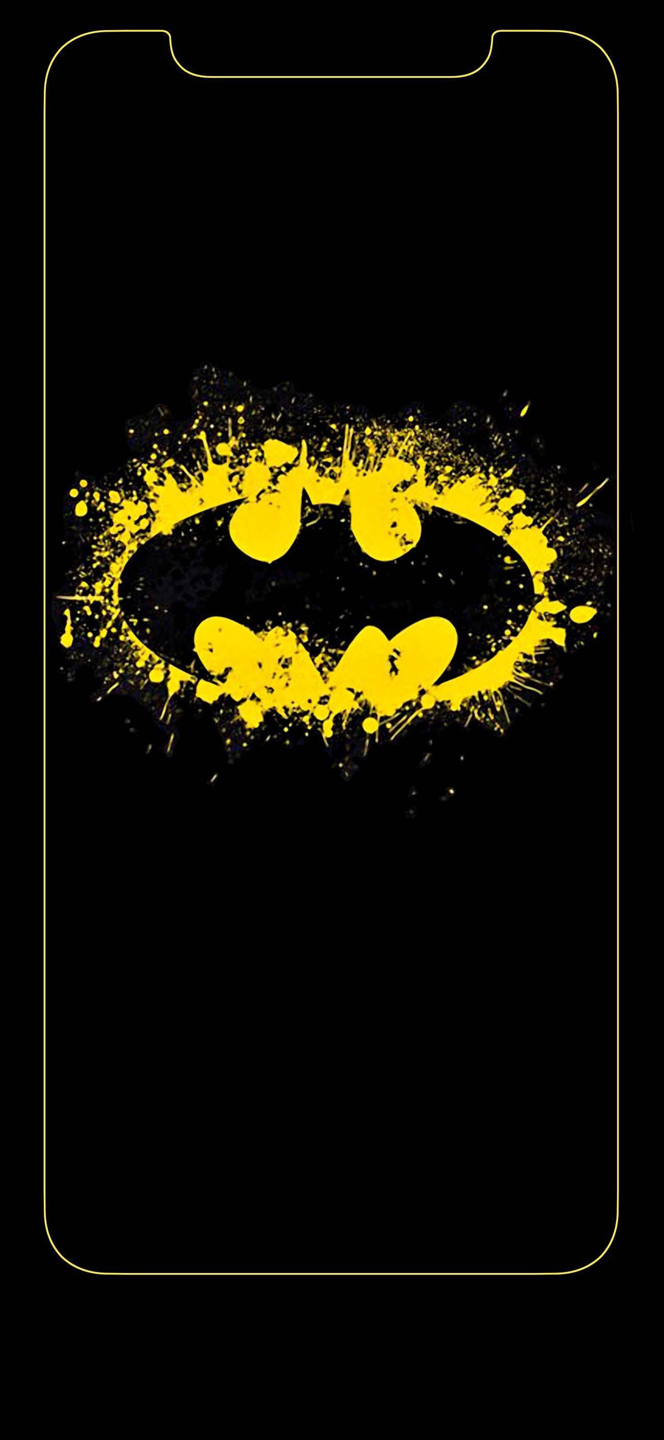 Logodi Batman In Sfondo A Spruzzo Per Iphone X Sfondo