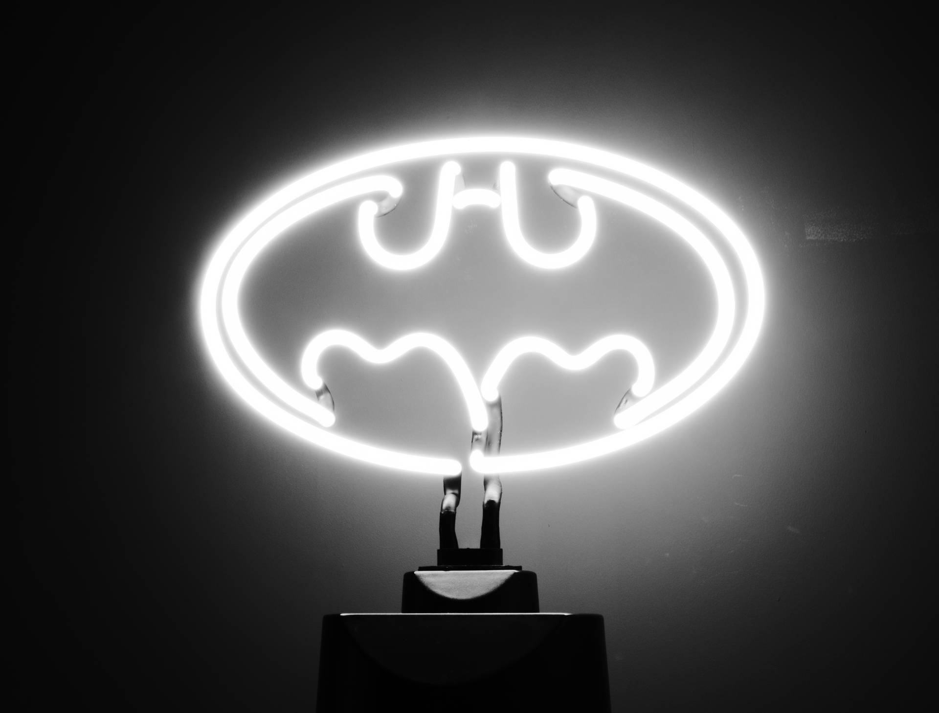 Batman Logo White Neon Aesthetic Wallpaper
