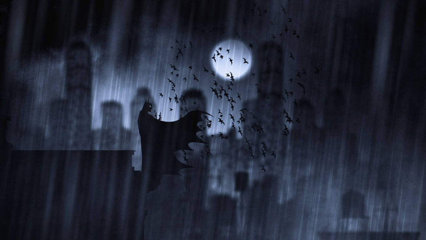 Batman Looking Over Gotham Illustration Art Wallpaper