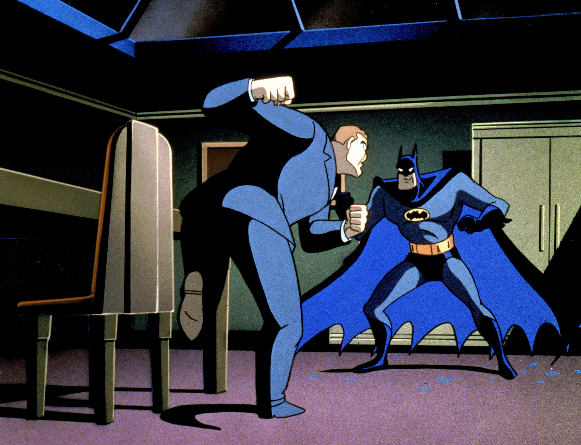 Batman and Phantasm facing off in Batman: Mask of the Phantasm Wallpaper