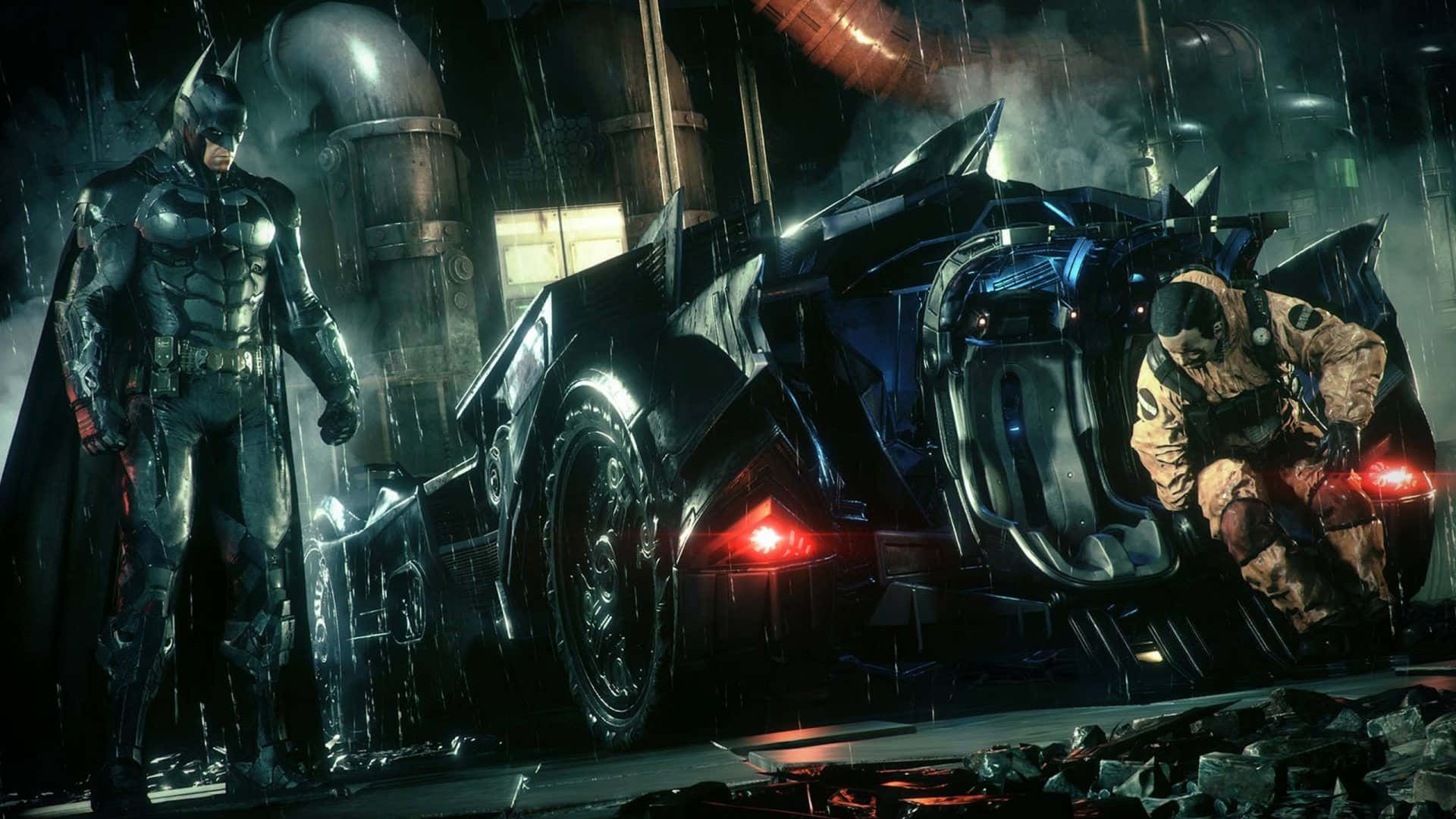 Batman Monster Car Rainy Night Wallpaper