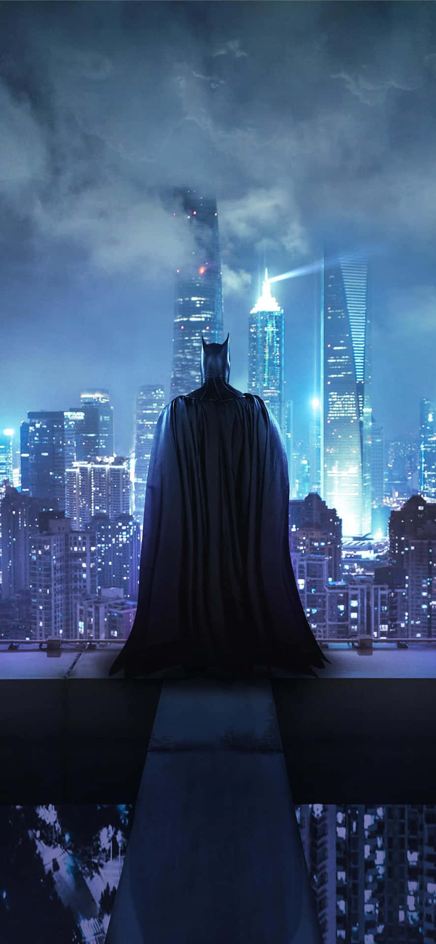 Batman Overlooking Gotham City Night Wallpaper