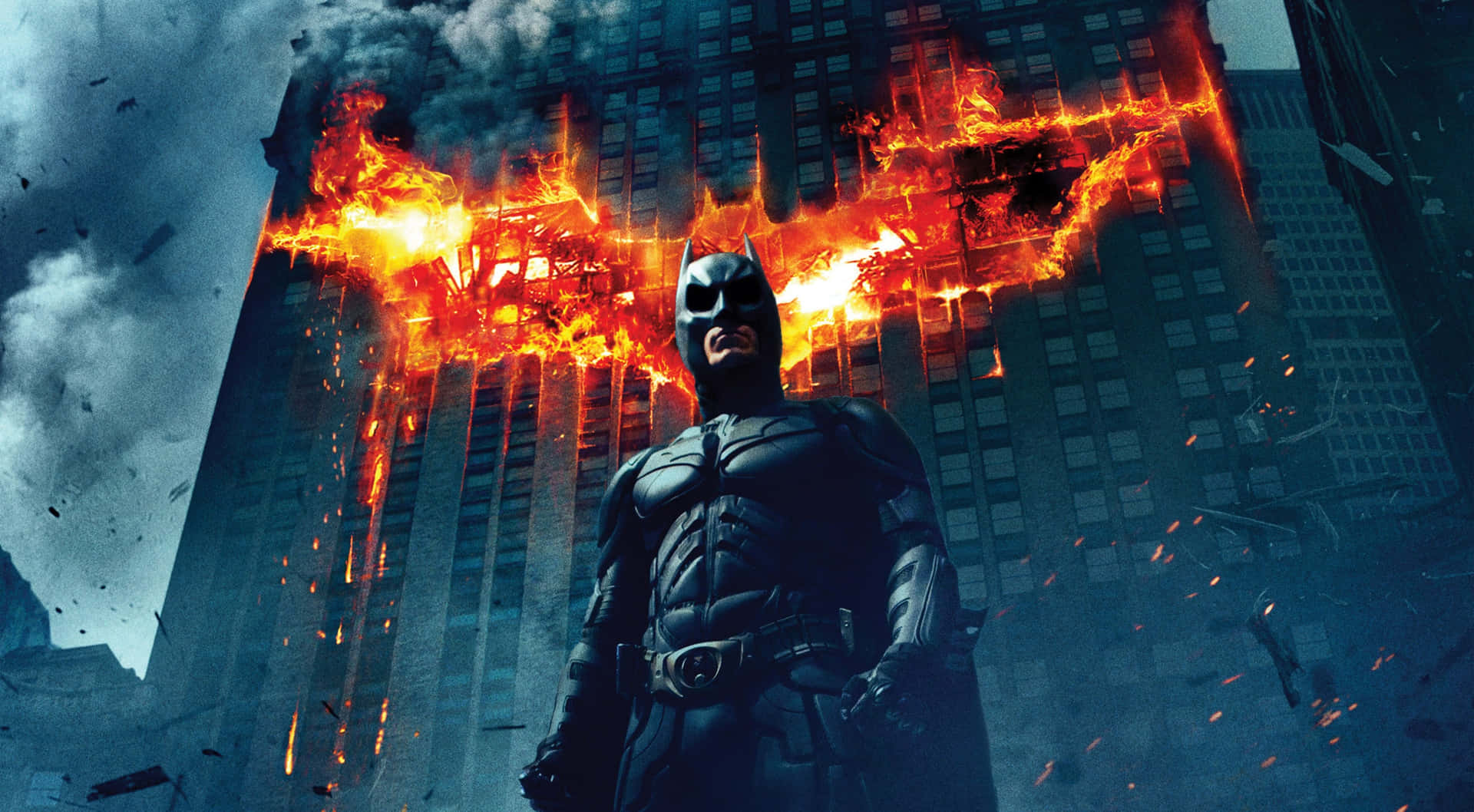 Batmanfledermauslogo Brennt In Gebäudebild.