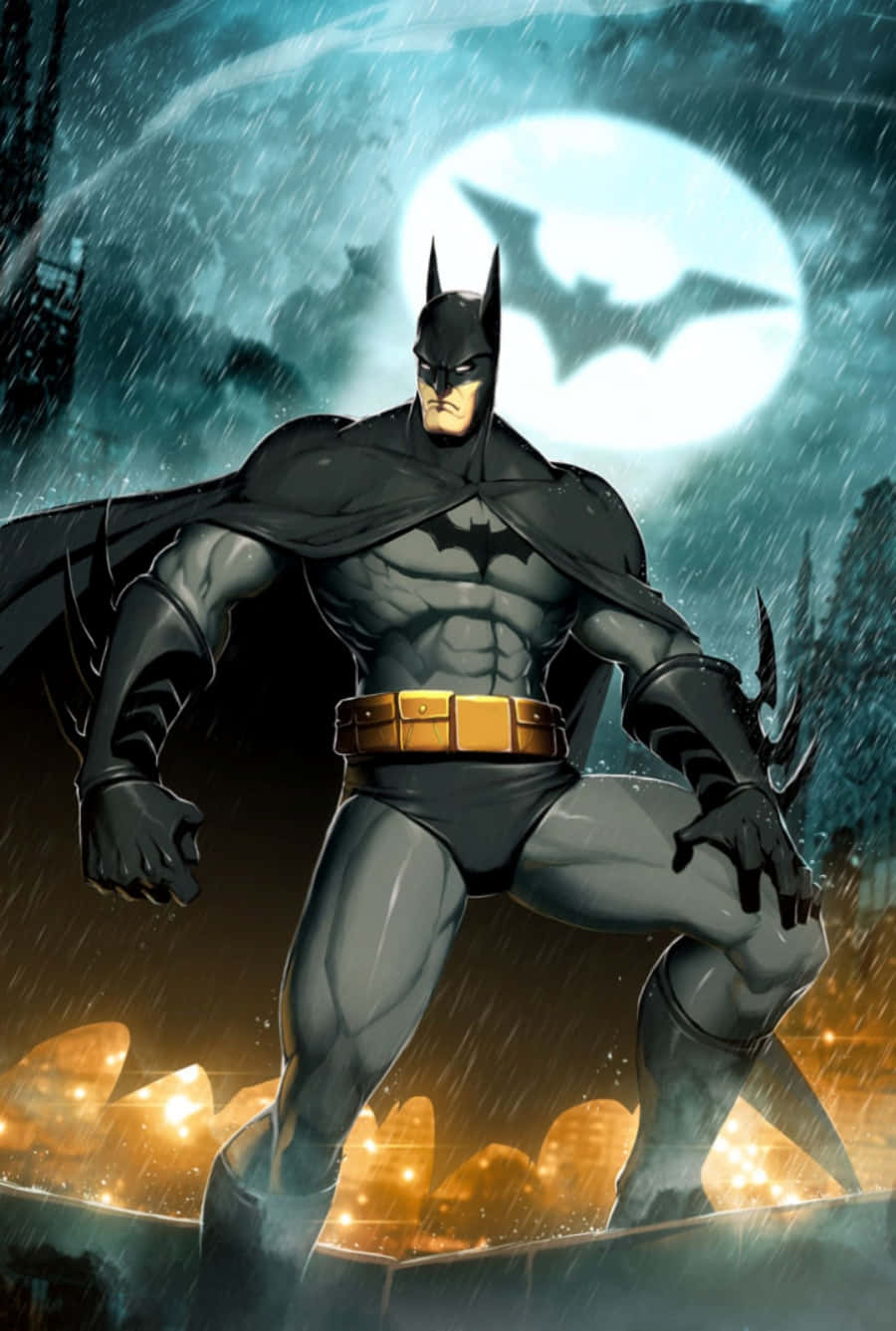 Batman Bat Logo During Rain And Fire Picture