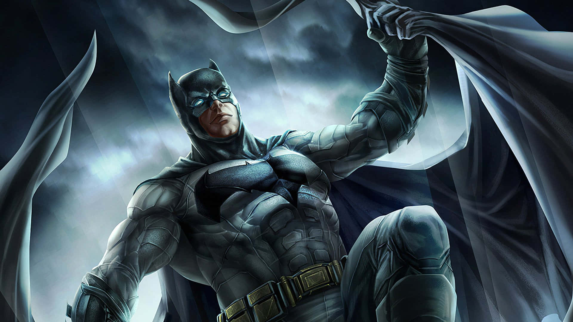 Artedigital Do Batman Em Uma Imagem Do Céu Tempestuoso.