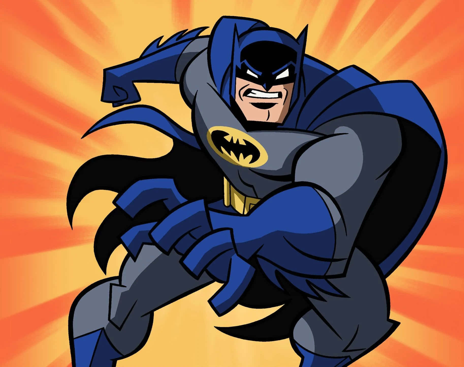 Cartoondo Batman Com Fundo Laranja Na Tela Do Computador Ou Do Telefone.