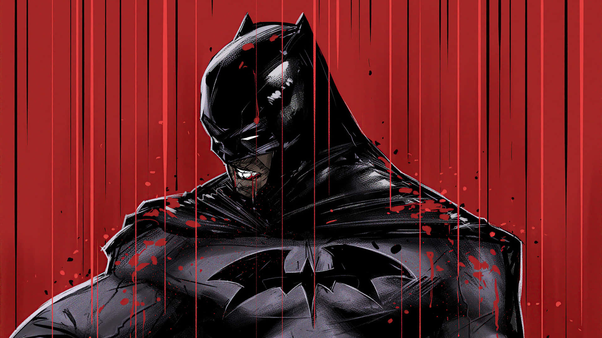 Batman Rain Red PFP Wallpaper
