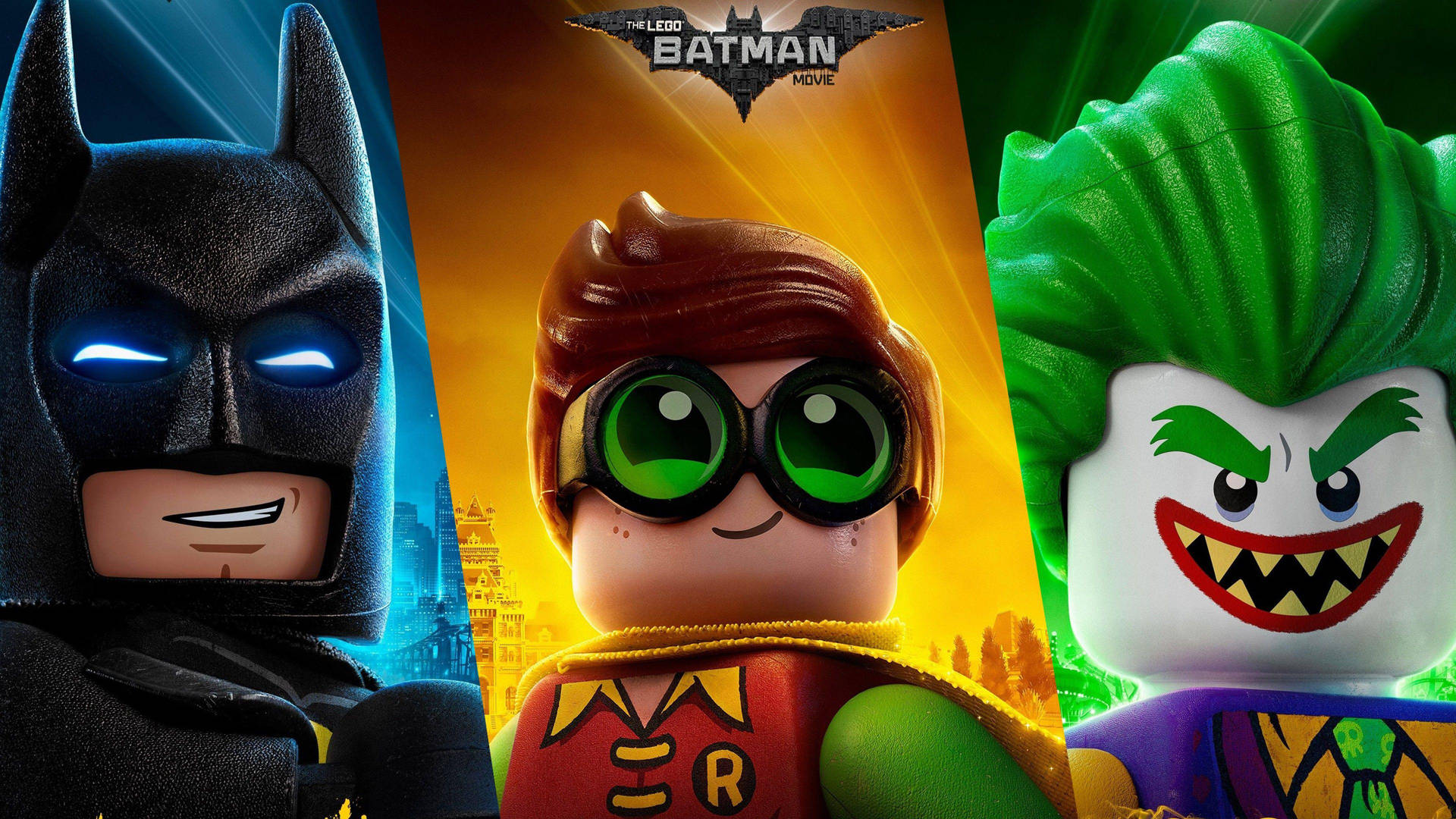 Batman, Robin And Joker In The Lego Batman Movie Wallpaper