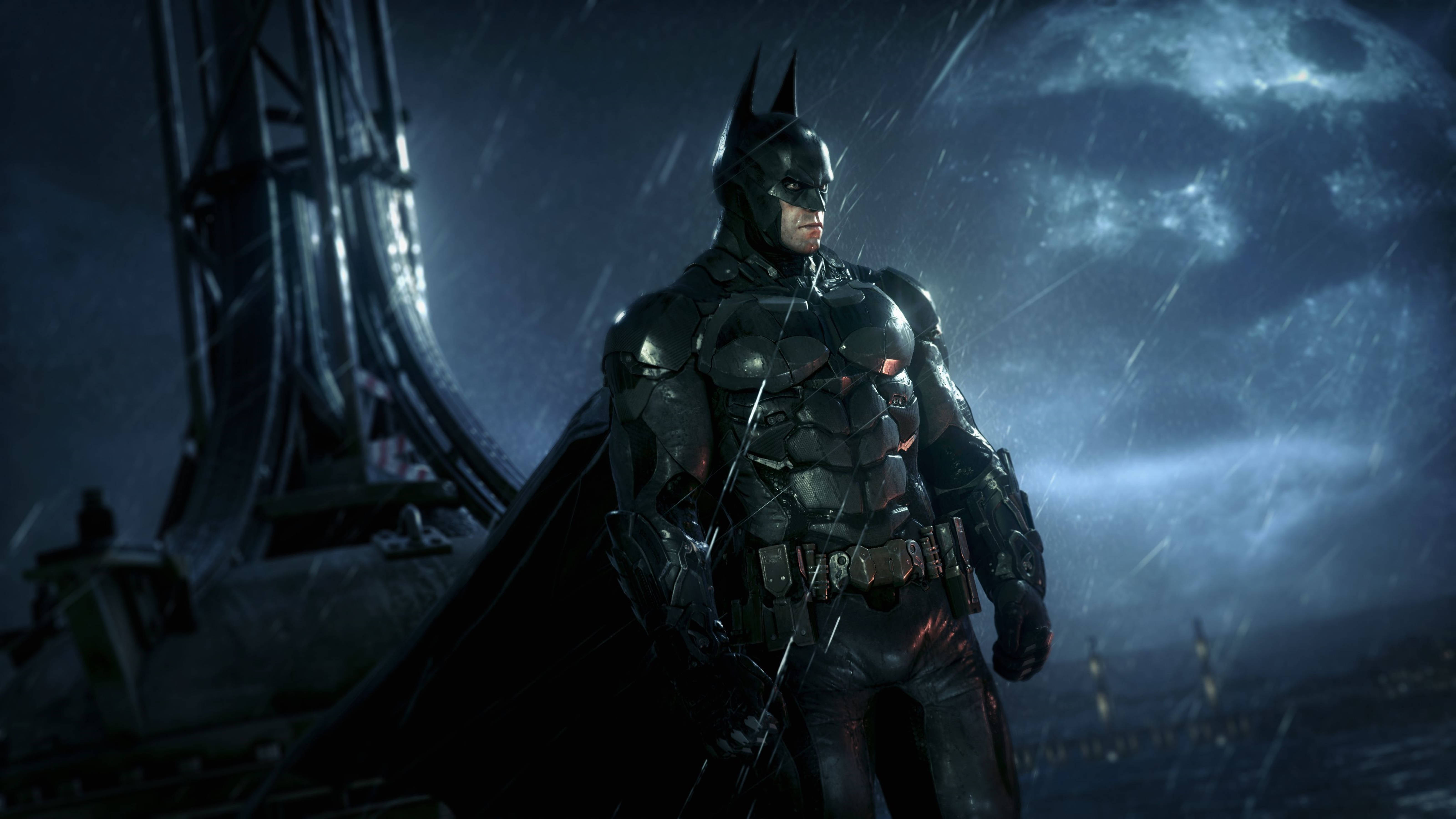 Batman Standing Fiercely In Arkham City 4k Background