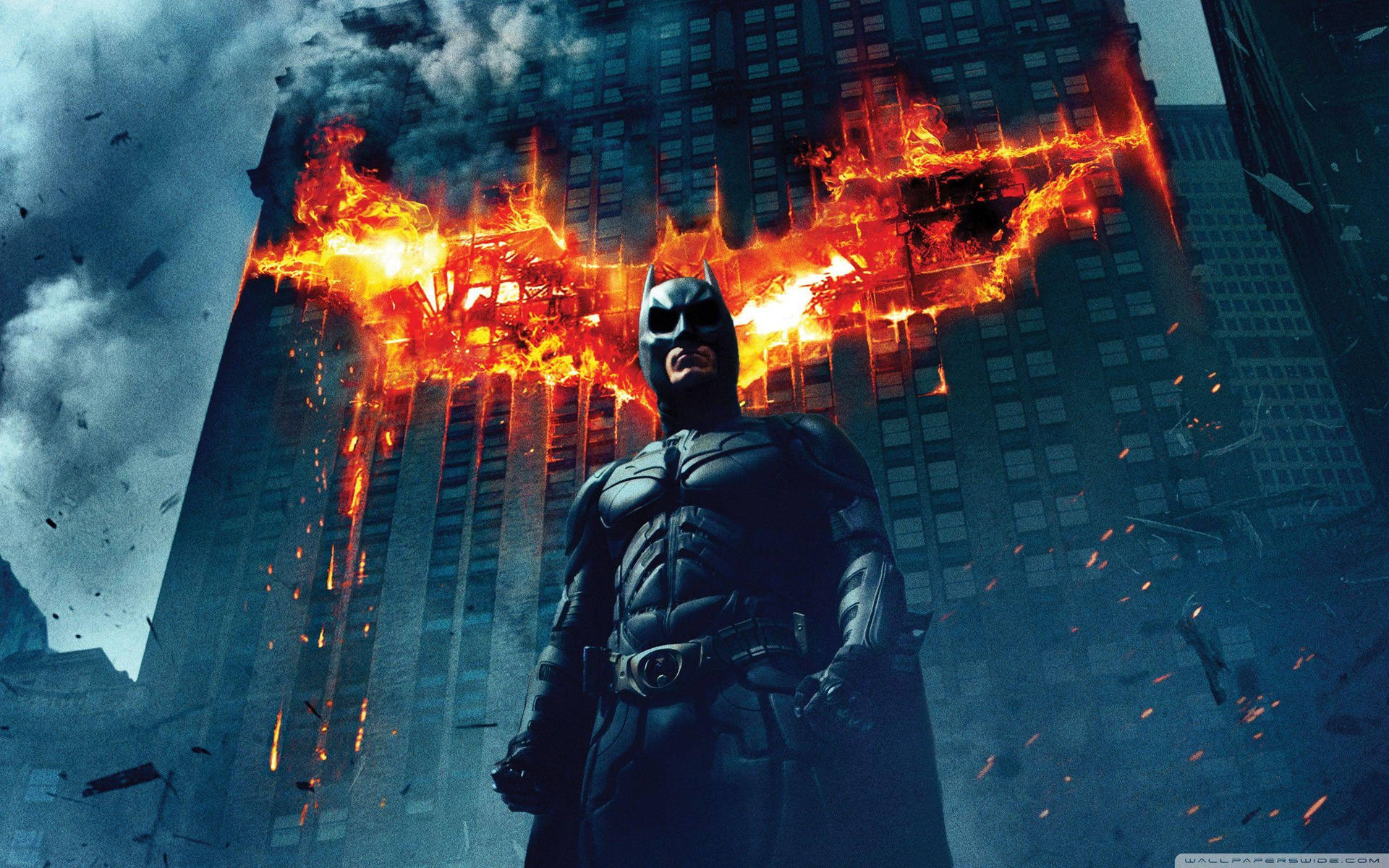 Batman Standing With Burning Building 4k Wallpaper