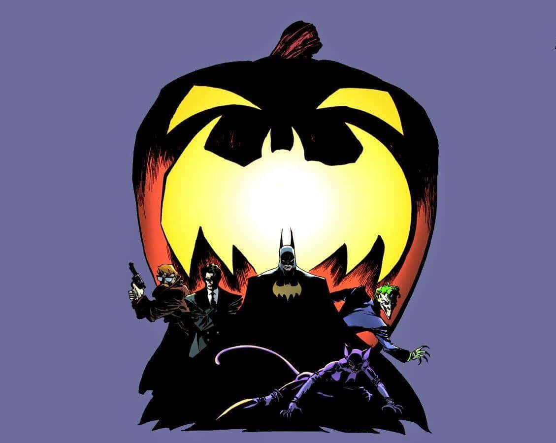 Batman oversees Gotham City on a spooky Halloween night in "The Long Halloween." Wallpaper