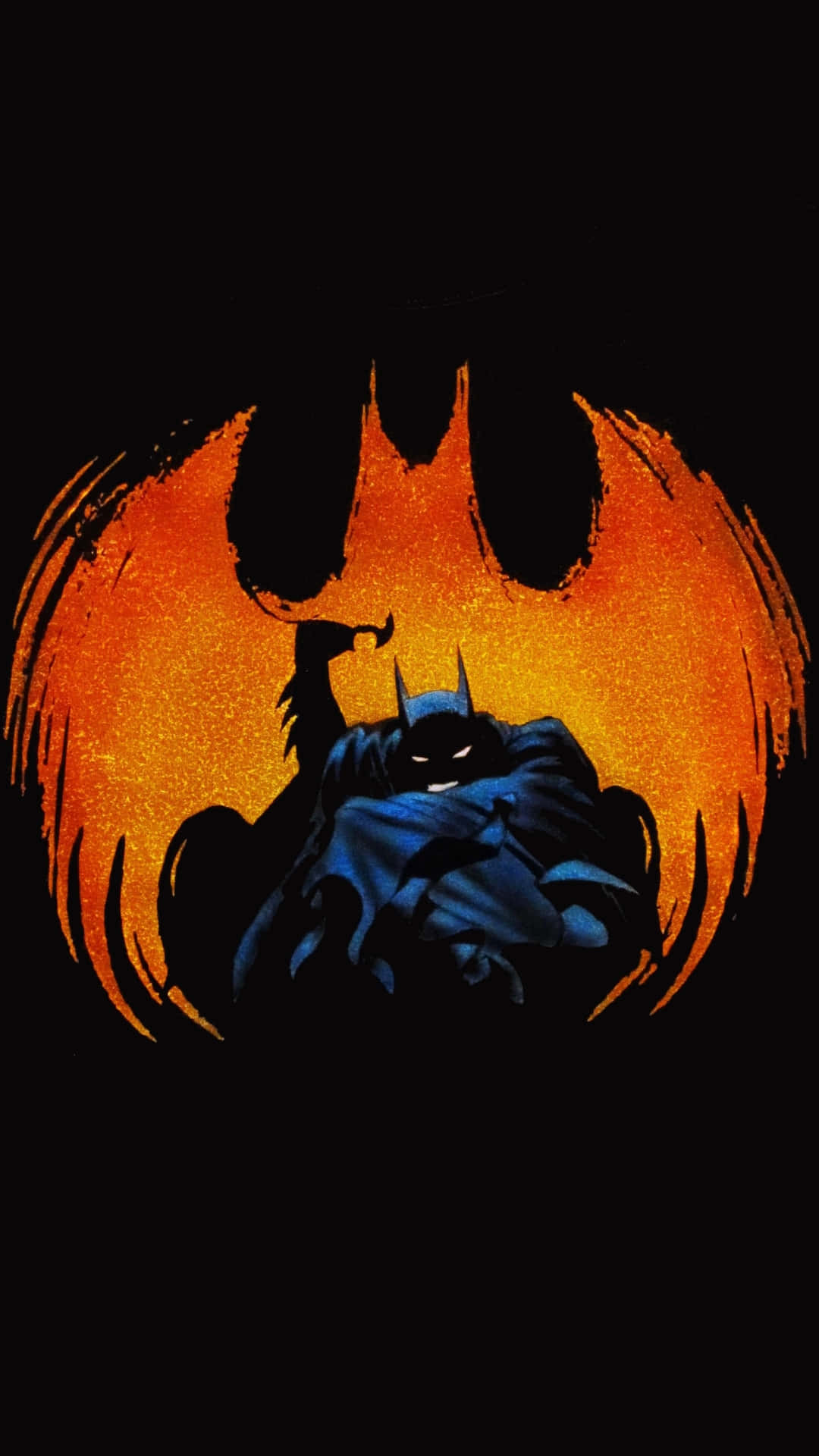 Batman standing against the backdrop of a haunting full moon in The Long Halloween Wallpaper
