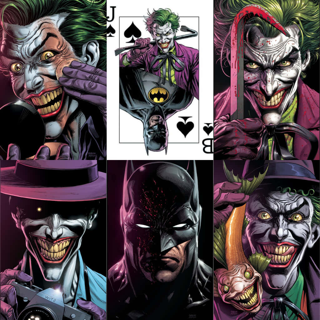Batman and the Three Jokers Face-off Wallpaper