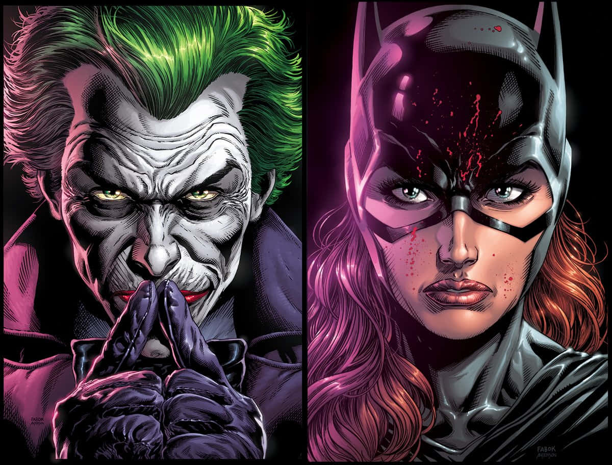 Batman and the Three Jokers face off in a dramatic showdown Wallpaper