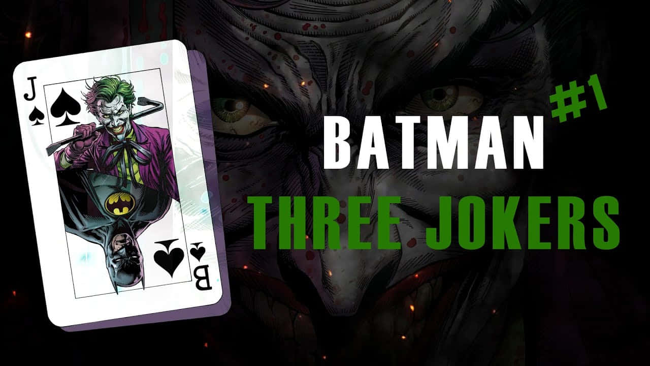 Batman confronts the Three Jokers in a dark and intense scene. Wallpaper