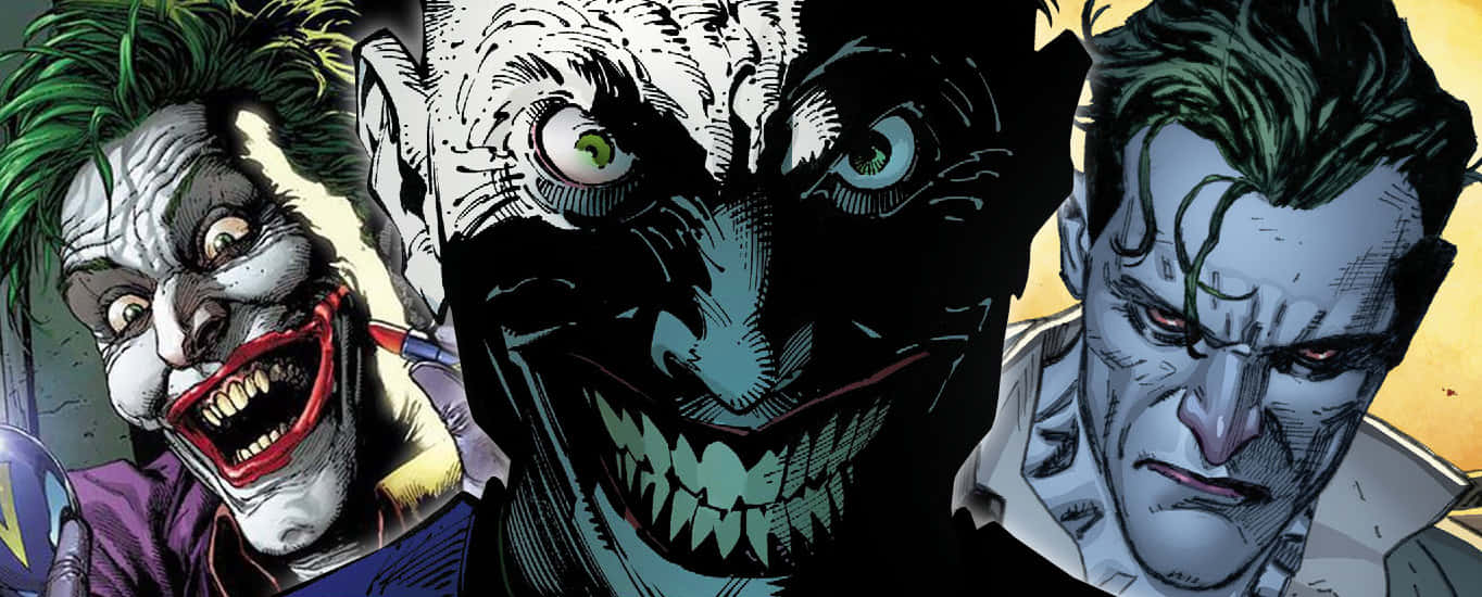 Download Batman and the Three Jokers Face Off Wallpaper | Wallpapers.com
