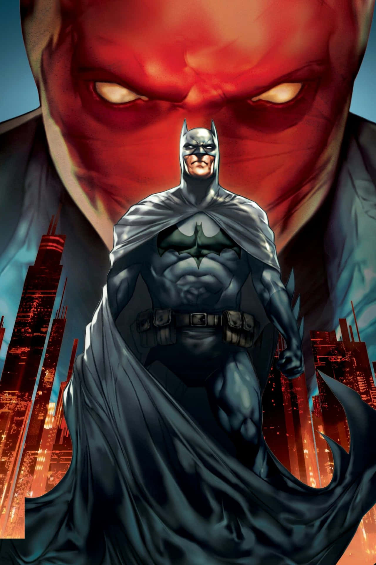 Caption: Batman and Red Hood Face Off Wallpaper