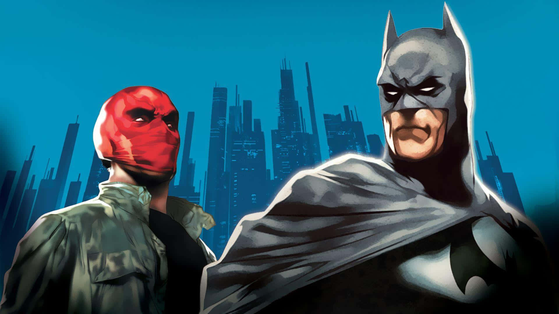 Batman confronts the Red Hood in an intense scene from the animated film Wallpaper