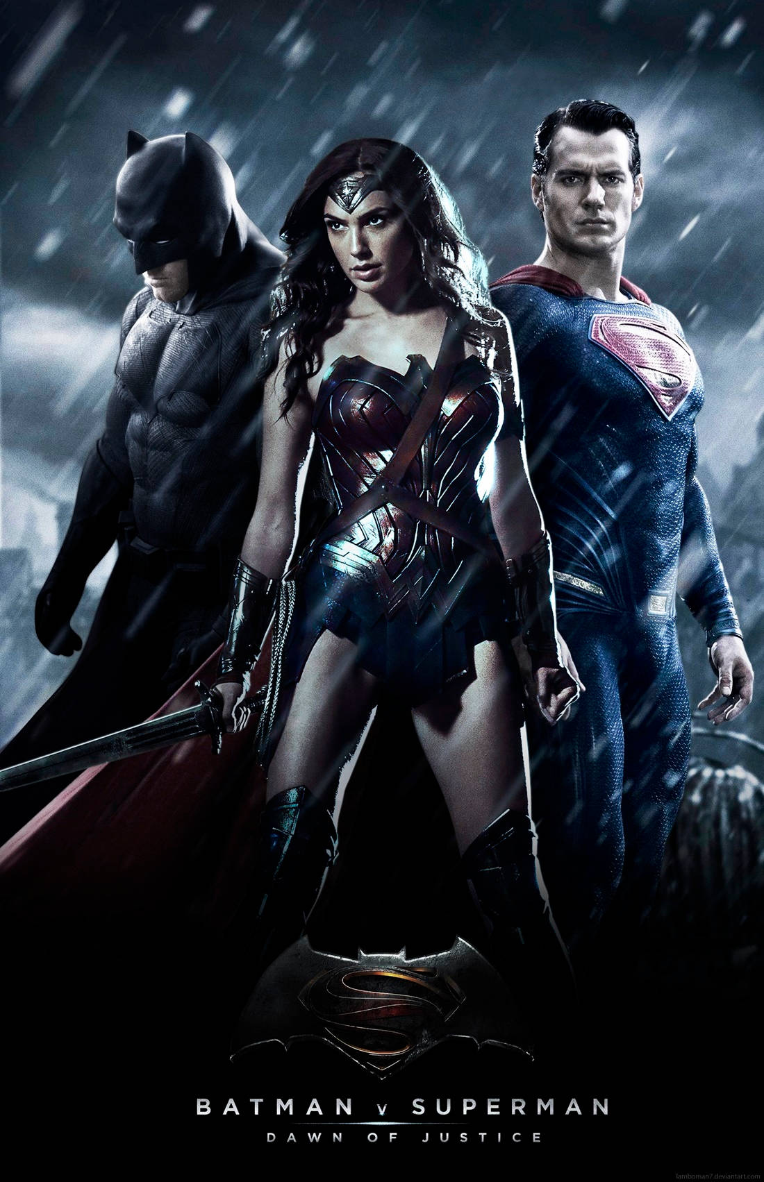 Batman V Superman: Morgendagens Justits Cool Poster Tegnefilm Tapet Wallpaper