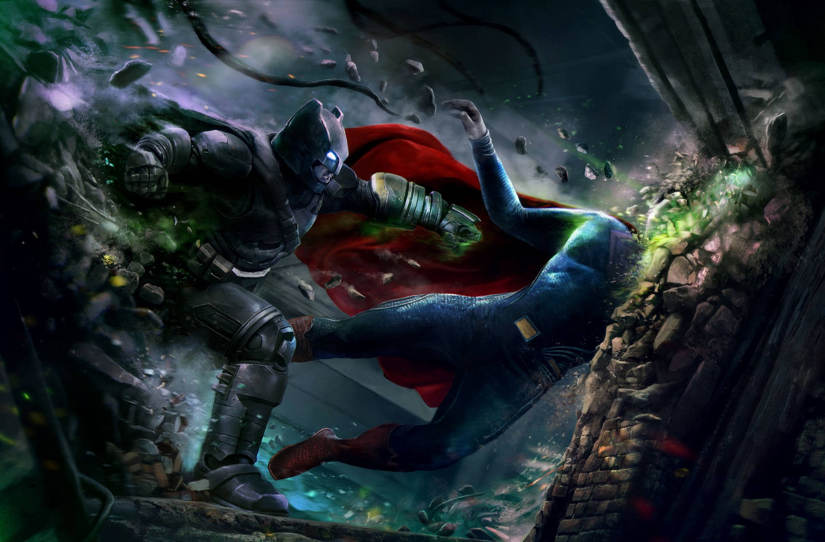 Batman V Superman Dawn Of Justice Fanart Fighting Wallpaper