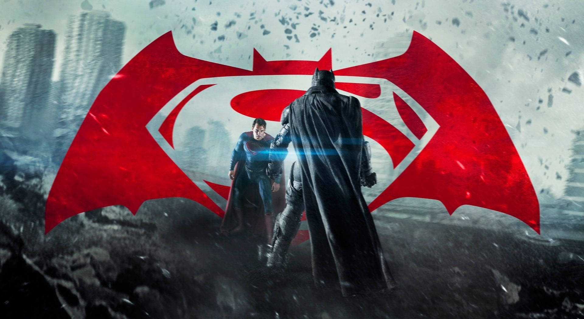 Download Batman V Superman Dawn Of Justice Fighting Combined Logo Wallpaper  