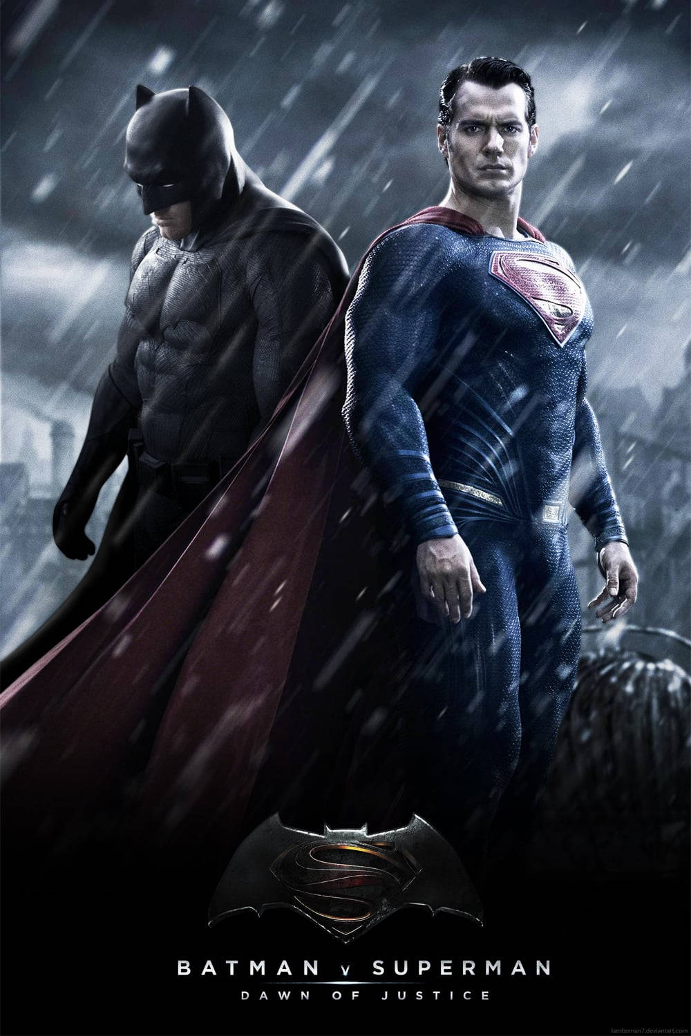 Pósterde Batman V Superman: El Amanecer De La Justicia Bajo La Lluvia. Fondo de pantalla