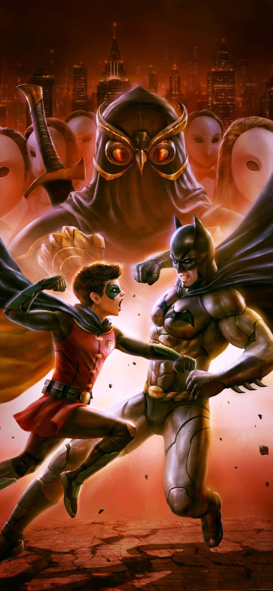 Intense Faceoff: Batman Vs Robin Wallpaper