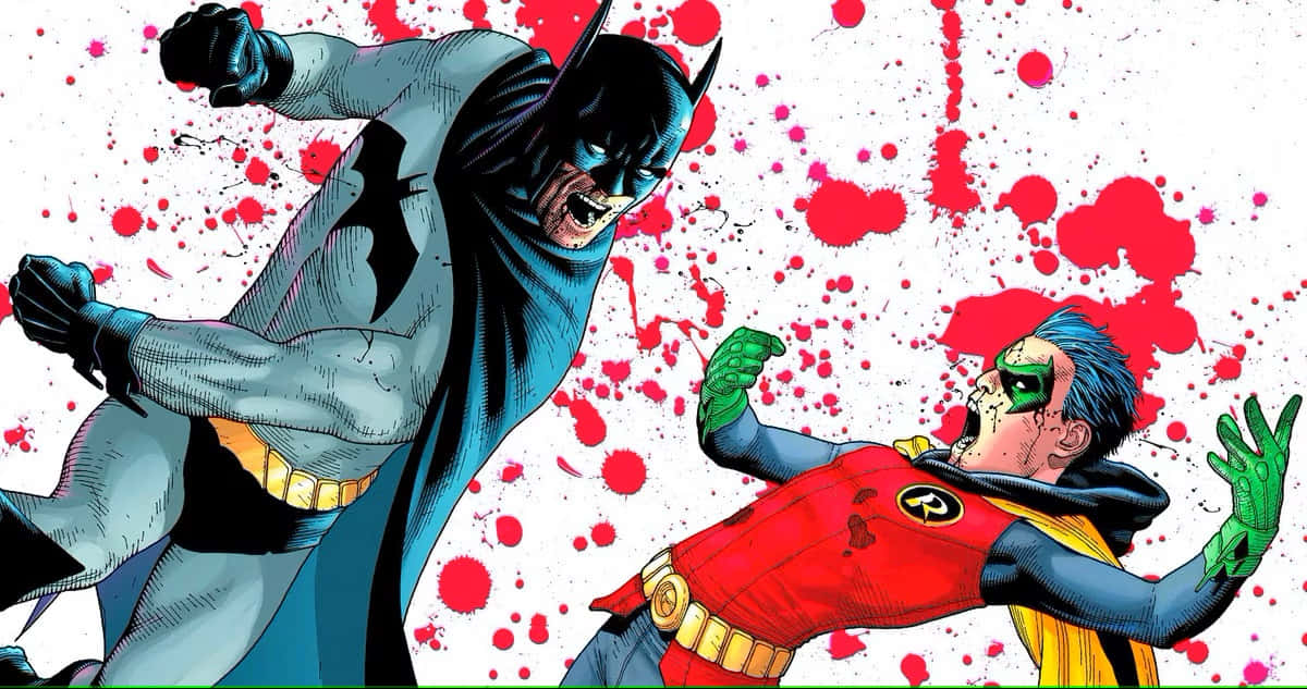 Batman and Robin face off in intense battle Wallpaper