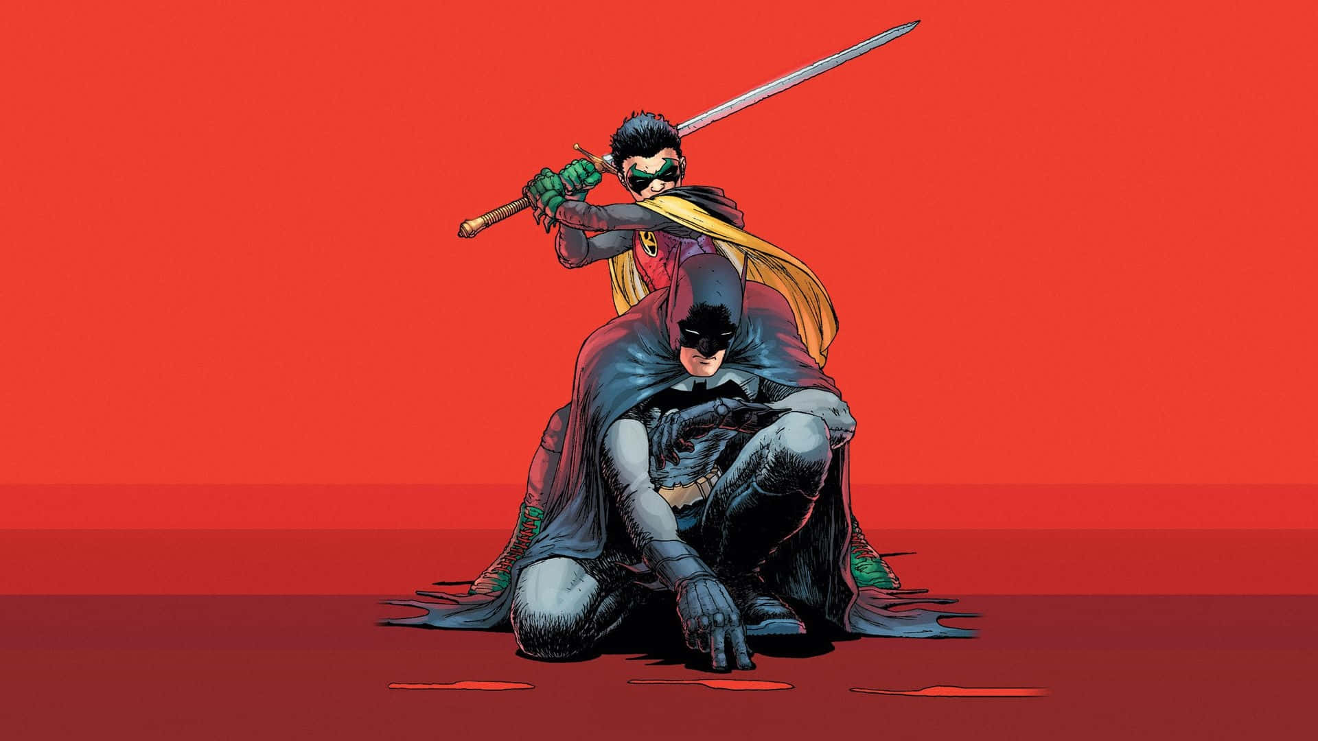 Epic Showdown: Batman vs Robin Wallpaper