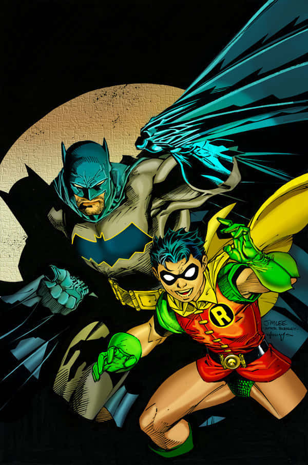 Batman and Robin Face Off in an Epic Battle Wallpaper