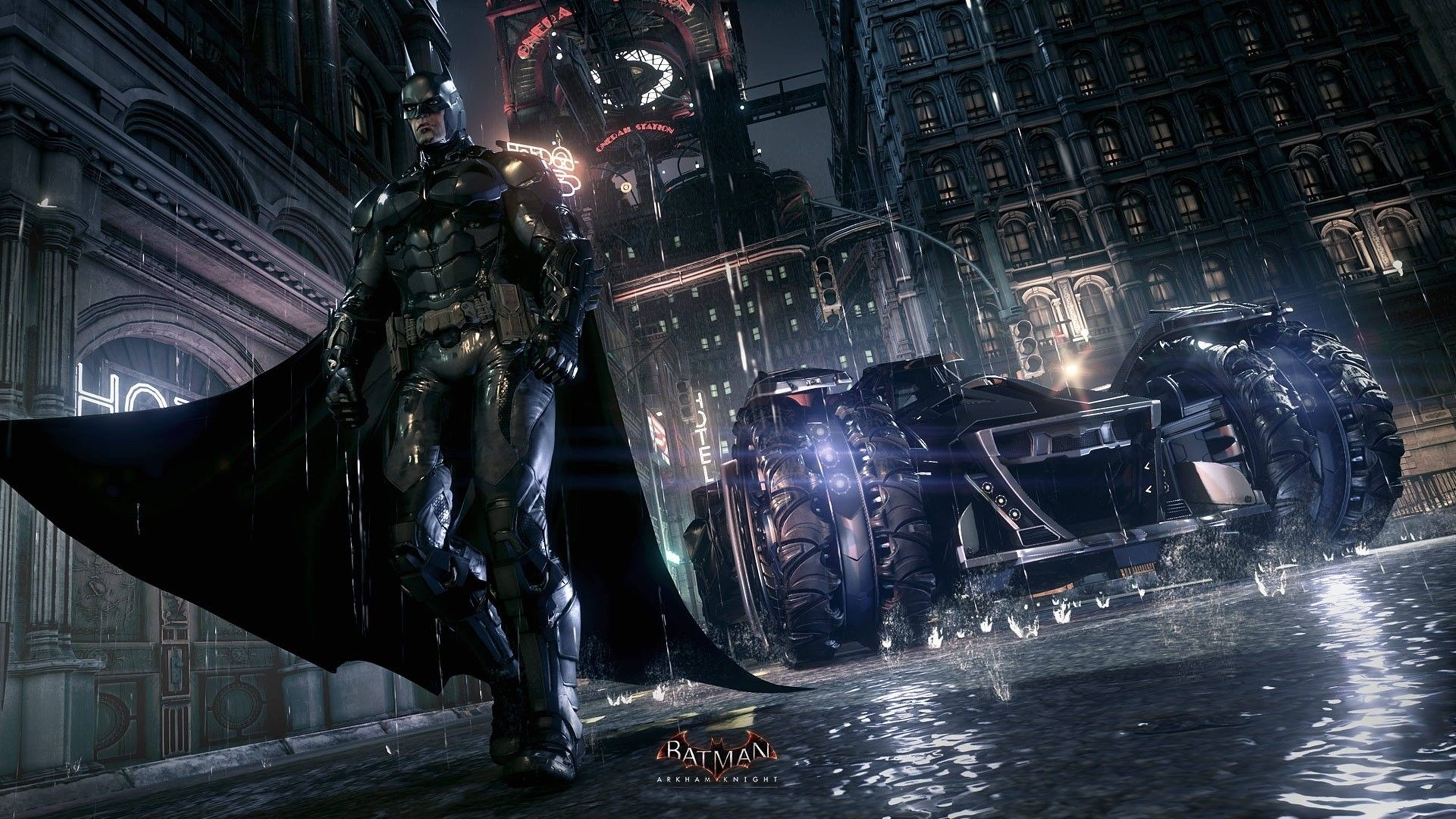 Batman With Batmobile Arkham City 4k Wallpaper